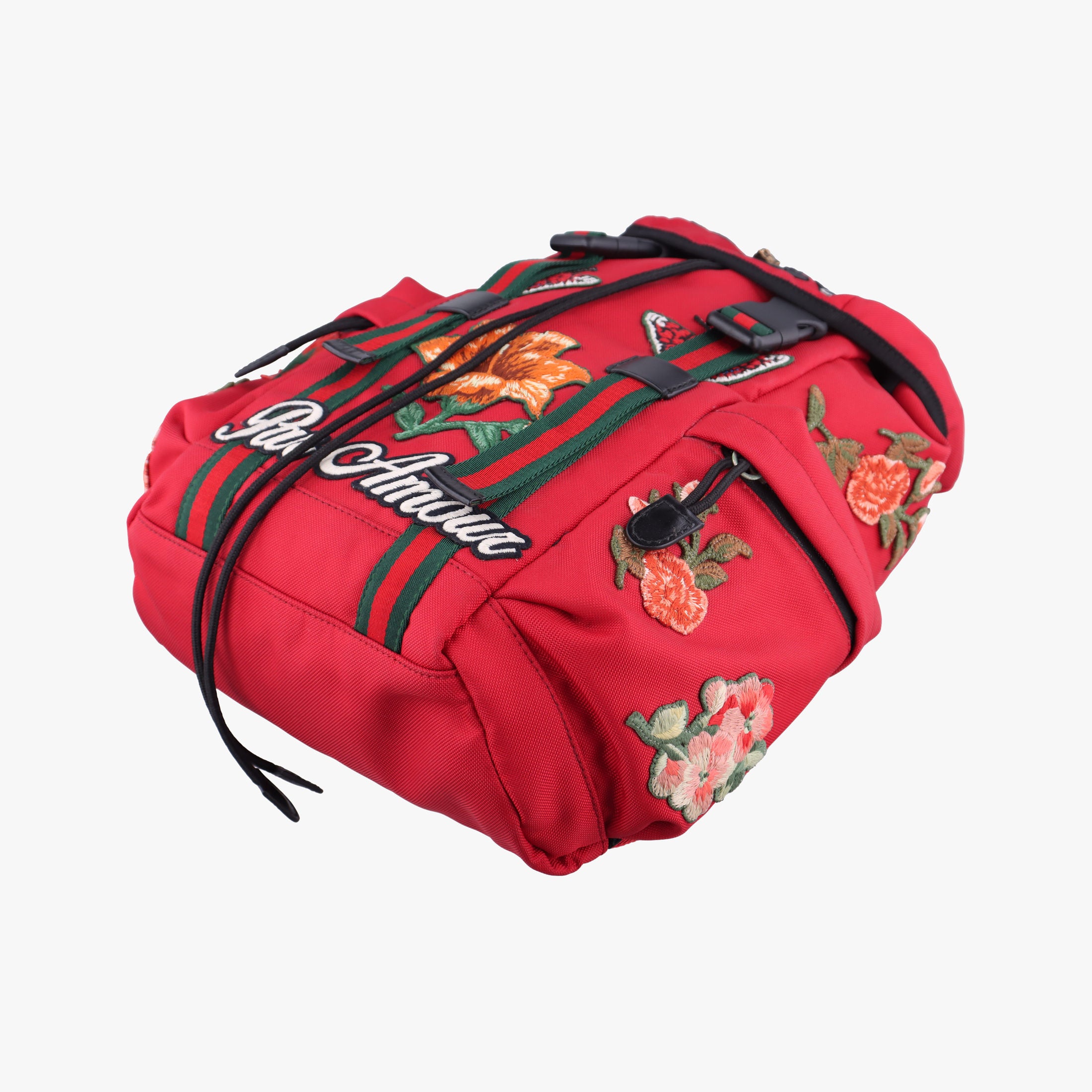 Techno Vintage Web L'Aveugle Par Amour Embroidered Red canvas 478327 A02199779テクノ ヴィンテージ ウェブ ラヴーグル パル アムール 刺繍 レッド キャンバス 478327 A02199779