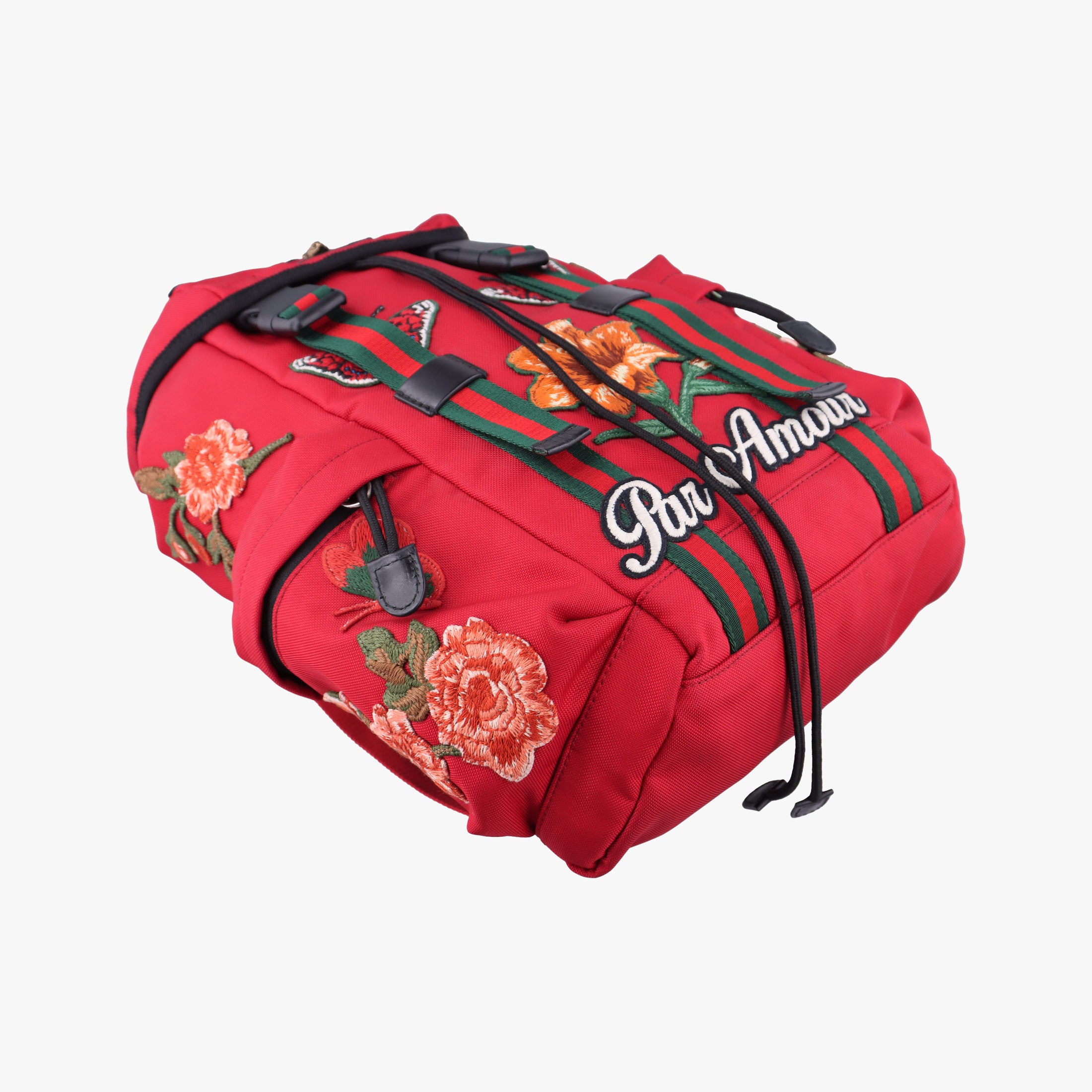 Techno Vintage Web L'Aveugle Par Amour Embroidered Red canvas 478327 A02199779テクノ ヴィンテージ ウェブ ラヴーグル パル アムール 刺繍 レッド キャンバス 478327 A02199779