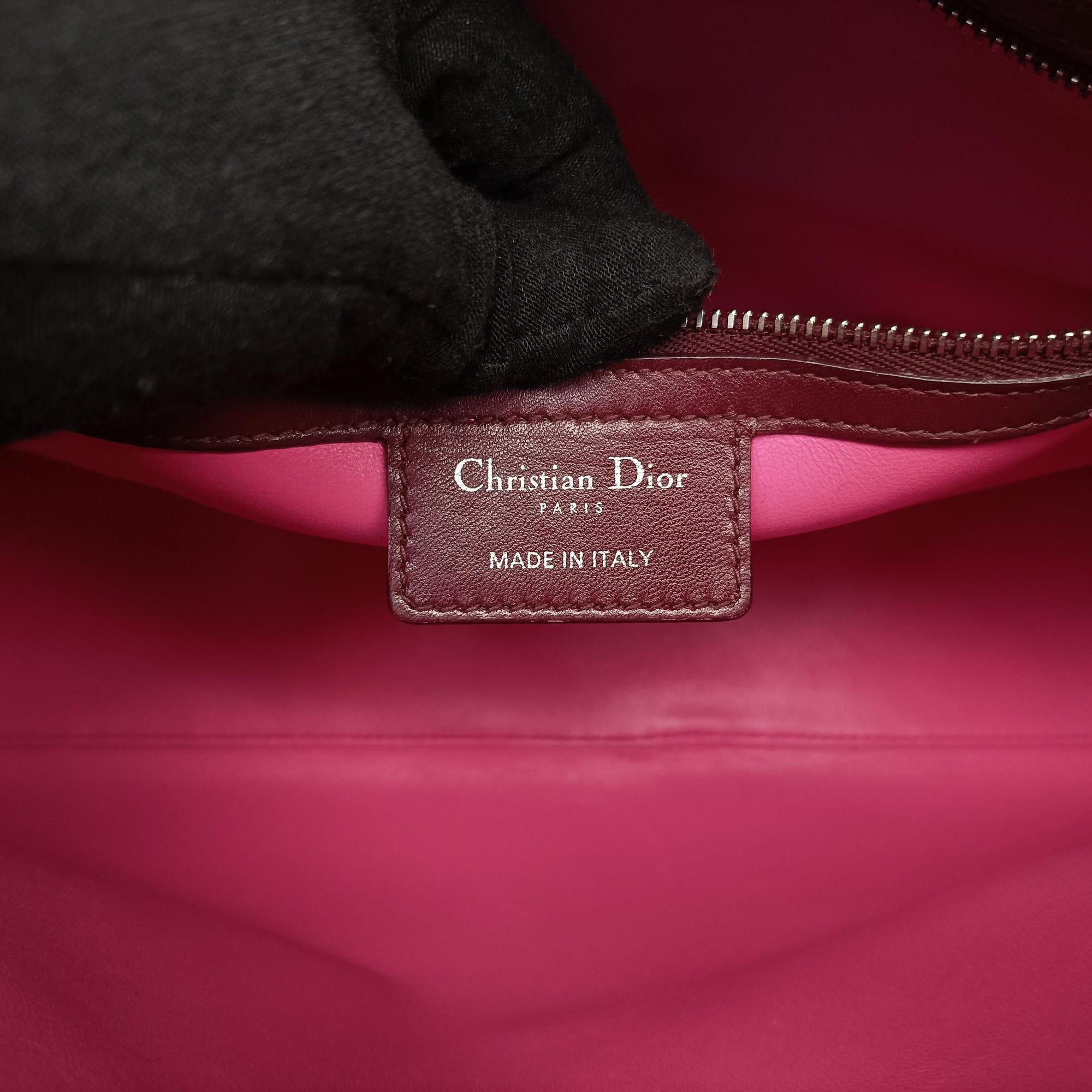 Lady Dior Pink × Bordeaux × Rose Red lambskin 15-BO-1114レディディオール ピンク × ボルドー × ローズレッド ラムスキン 15-BO-1114