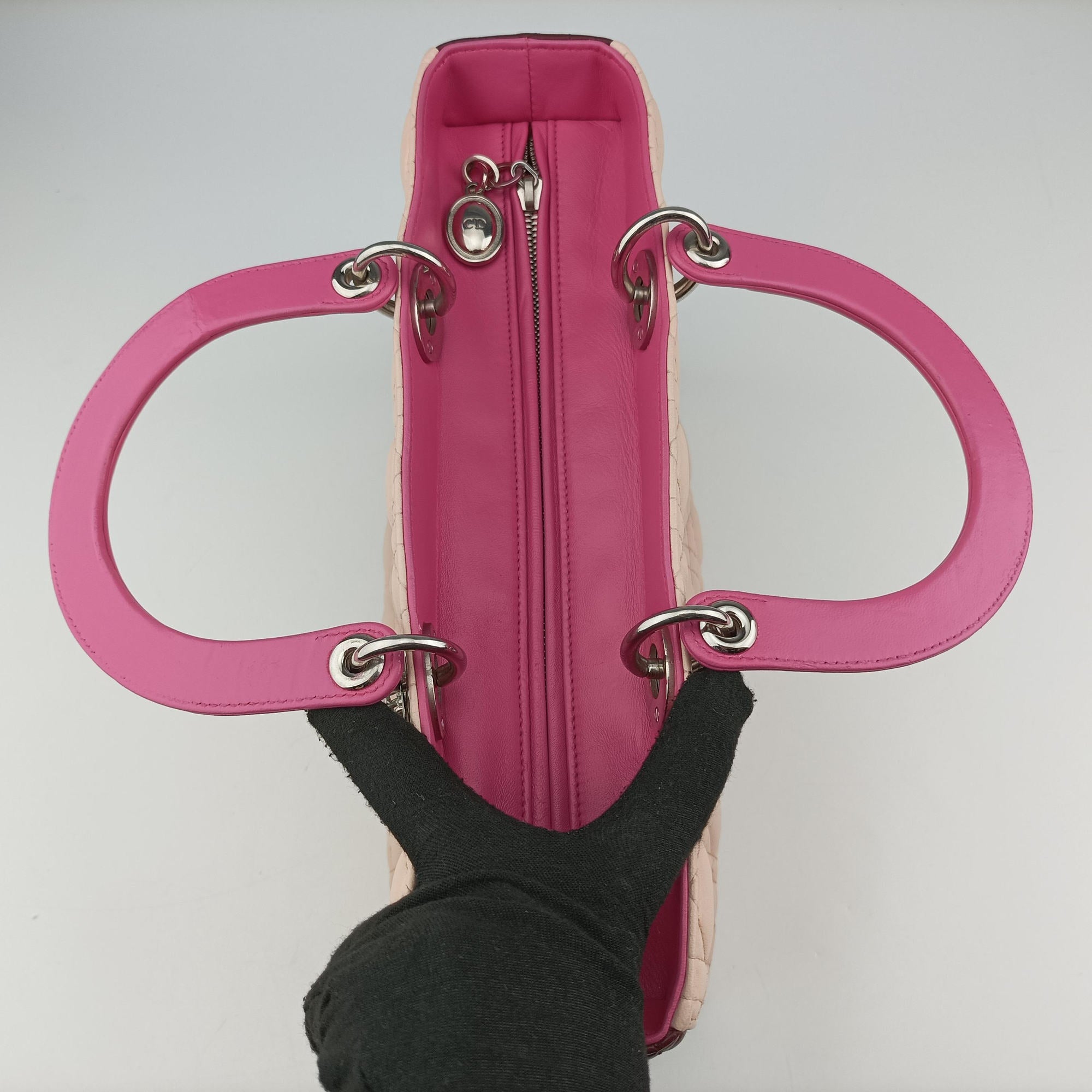 Lady Dior Pink × Bordeaux × Rose Red lambskin 15-BO-1114レディディオール ピンク × ボルドー × ローズレッド ラムスキン 15-BO-1114