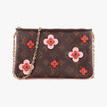 Pochette Double Zip Blooming Flowers brown×multicolor Monogram Canvas×calf leather M63905 GI4198 IC Chipポシェット ドゥーブルジップ ブルーミングフラワー モノグラム/ブラウン×マルチカラー モノグラムキャンバス×カーフレザー M63905 GI4198 ICチップ