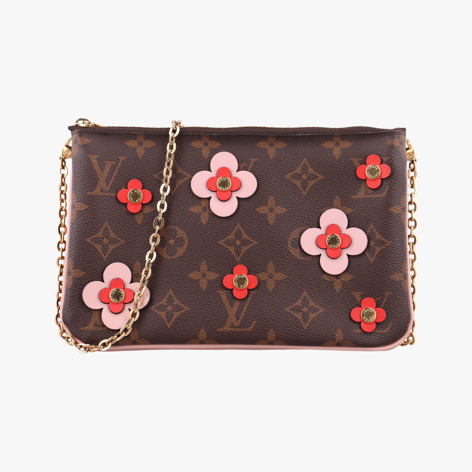 Pochette Double Zip Blooming Flowers brown×multicolor Monogram Canvas×calf leather M63905 GI4198 IC Chipポシェット ドゥーブルジップ ブルーミングフラワー モノグラム/ブラウン×マルチカラー モノグラムキャンバス×カーフレザー M63905 GI4198 ICチップ