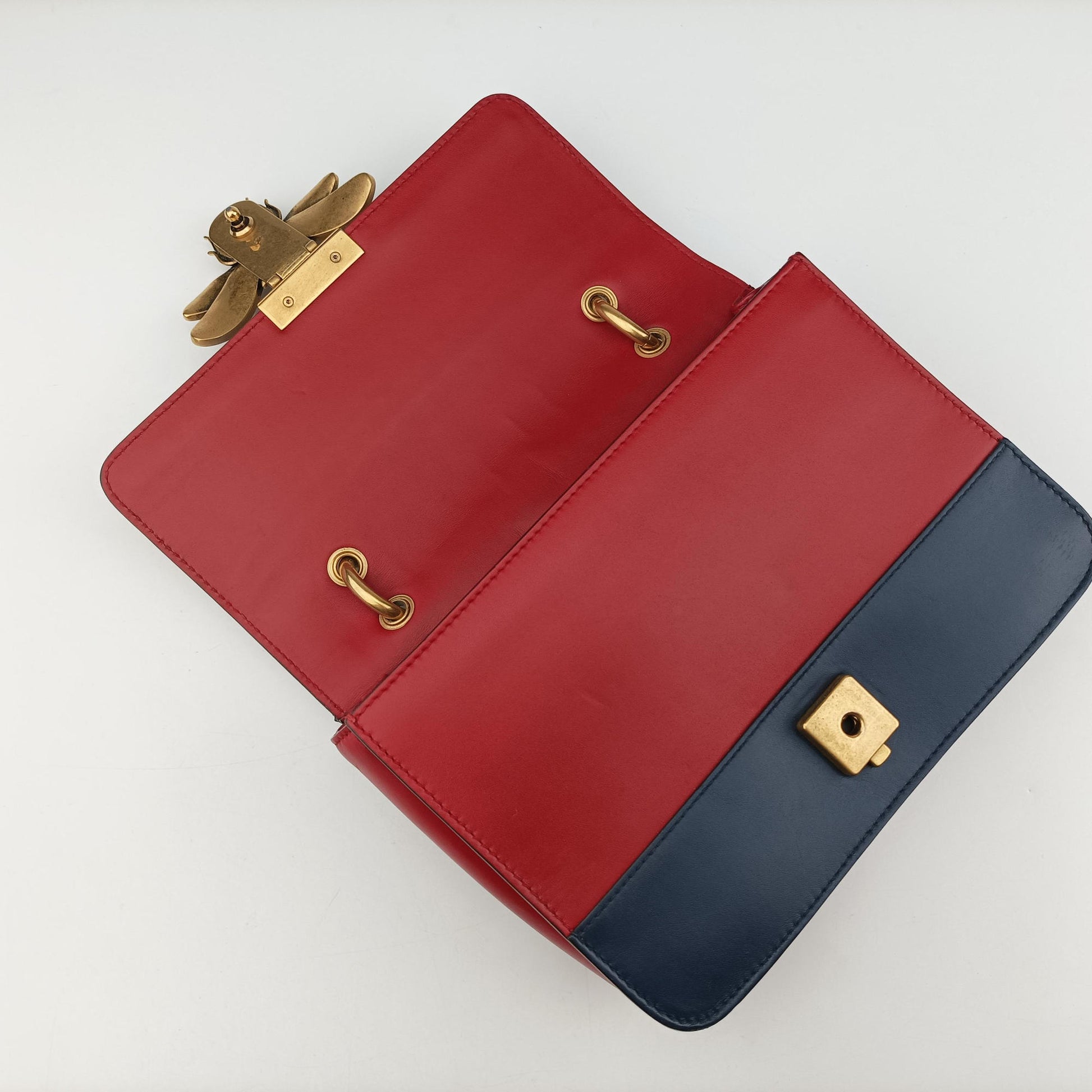 Queen Margaret Ivory×Red×Navy Leather 476542 G024525180クイーン マーガレット アイボリー×レッド×ネイビー レザー 476542 G024525180