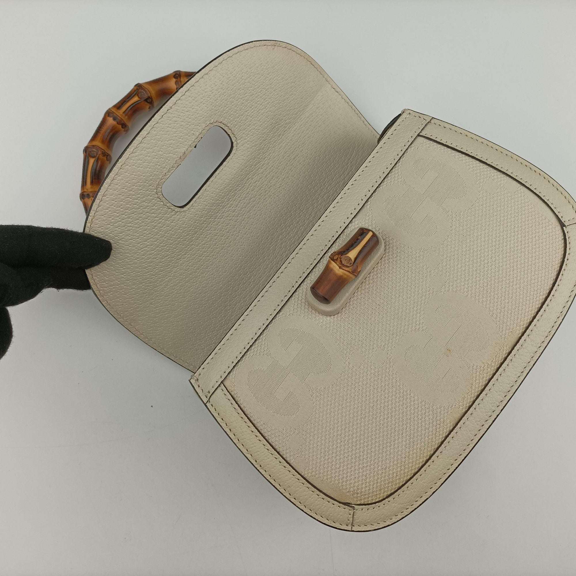 New Bamboo White Leather×Canvas 675797 ニューバンブー ホワイト レザー×キャンバス 675797 