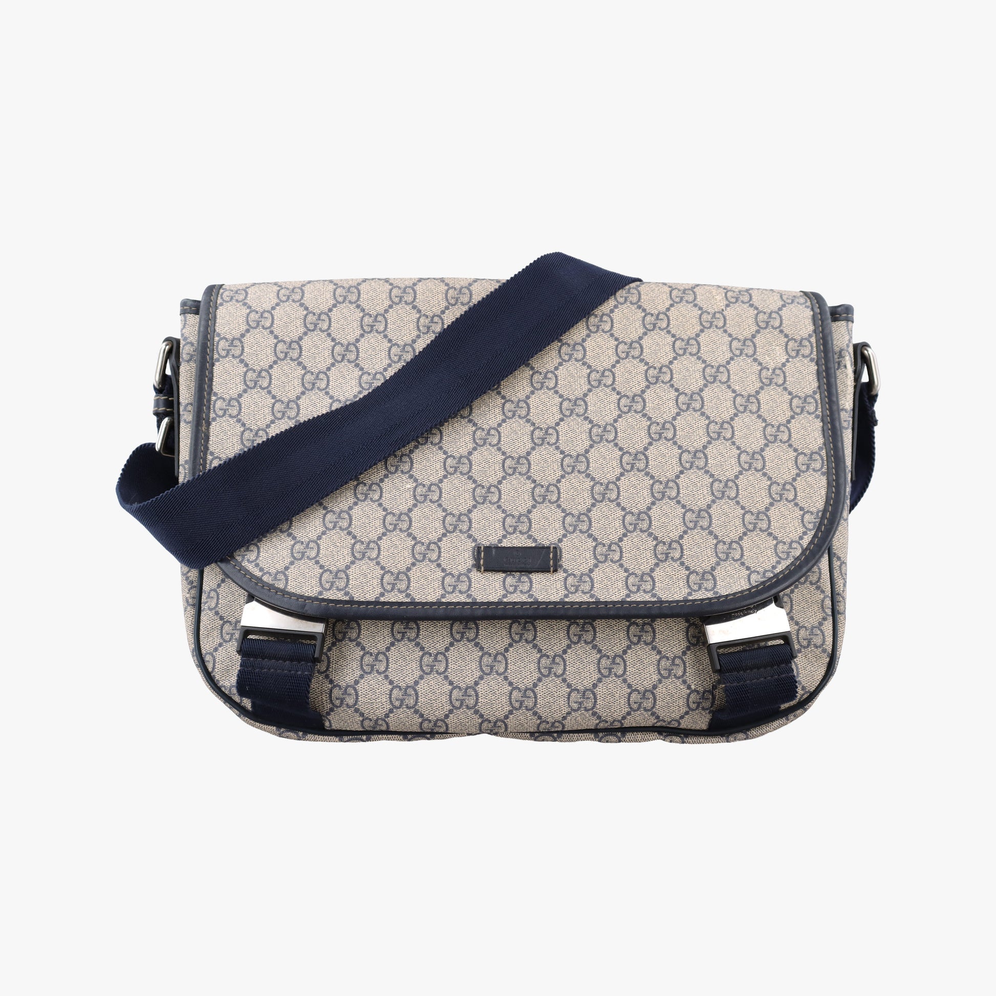 GG Plus Messenger Beige×navy PVC coated canvas×Leather 201732 A013922757GGプラス メッセンジャー ベージュ×ネイビー PVCコーティングキャンバス×レザー 201732 A013922757