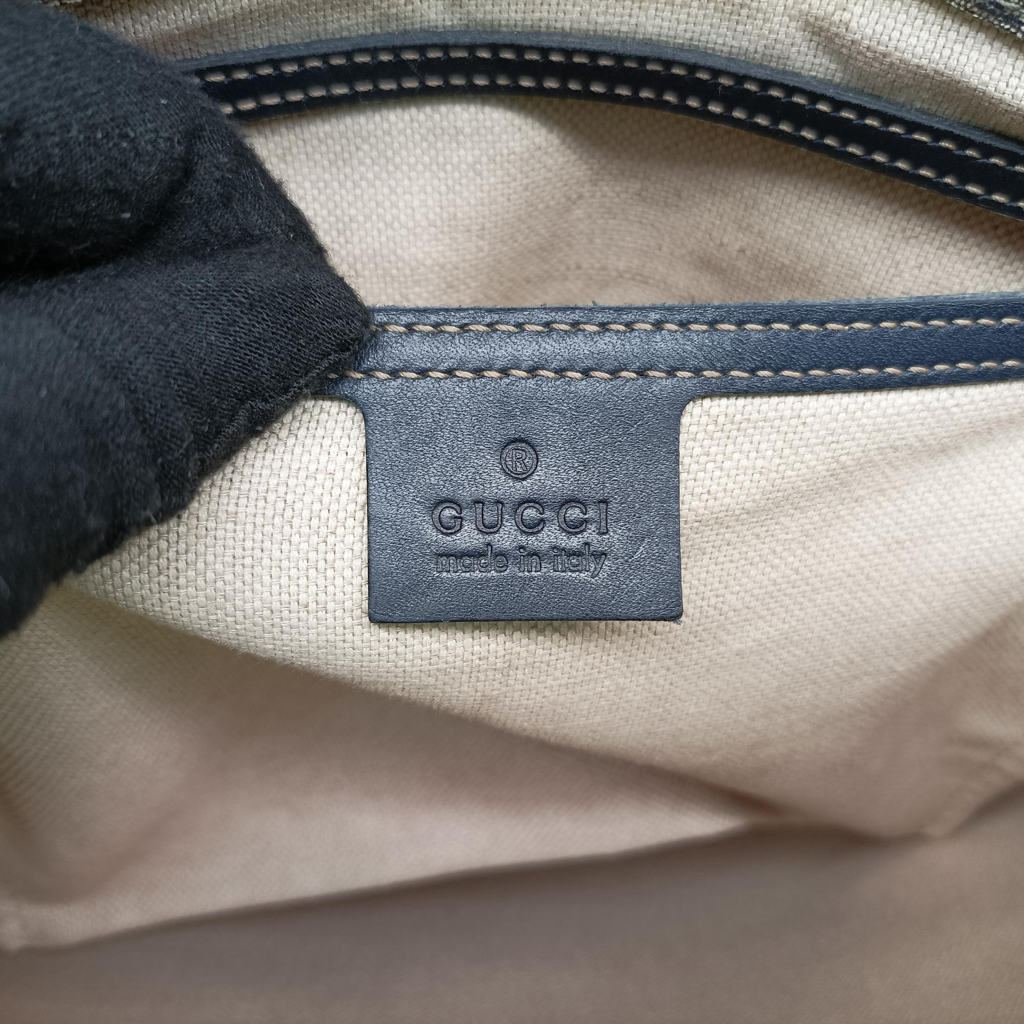 GG Plus Messenger Beige×navy PVC coated canvas×Leather 201732 A013922757GGプラス メッセンジャー ベージュ×ネイビー PVCコーティングキャンバス×レザー 201732 A013922757