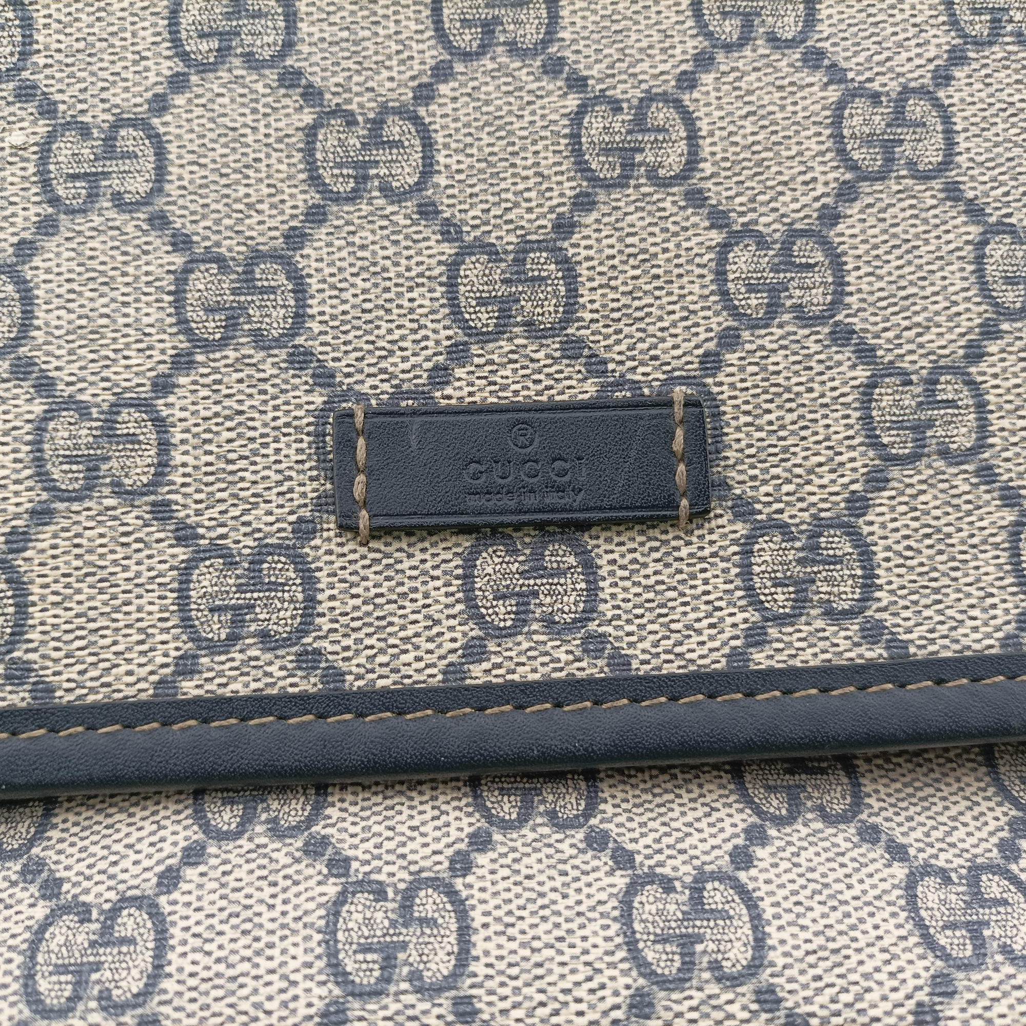 GG Plus Messenger Beige×navy PVC coated canvas×Leather 201732 A013922757GGプラス メッセンジャー ベージュ×ネイビー PVCコーティングキャンバス×レザー 201732 A013922757