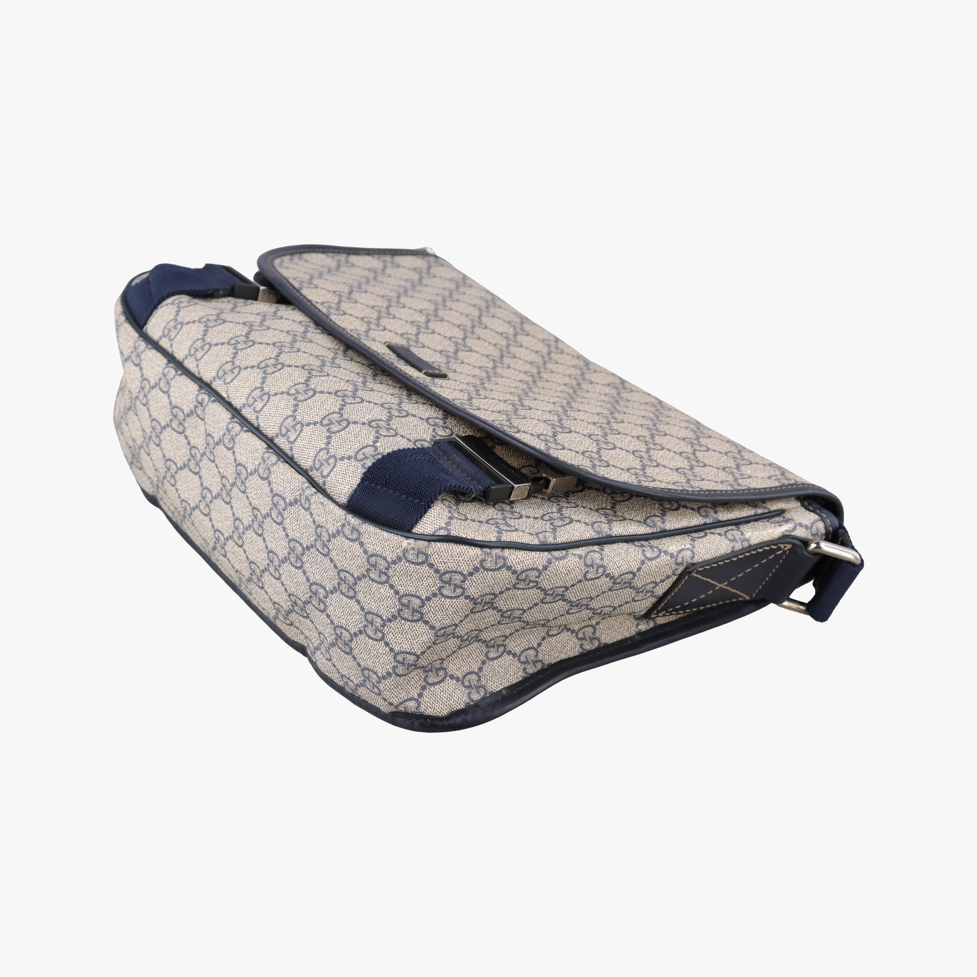 GG Plus Messenger Beige×navy PVC coated canvas×Leather 201732 A013922757GGプラス メッセンジャー ベージュ×ネイビー PVCコーティングキャンバス×レザー 201732 A013922757