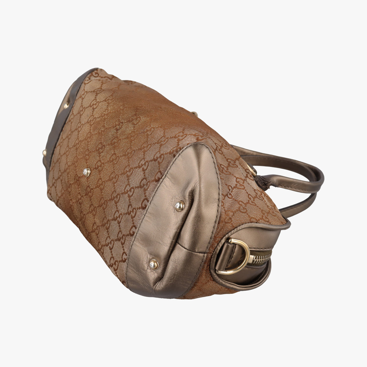 Pre-owned Gucci Heart Bit charm Golden×Brown canvas×leather 269955 handbag | stylenewstar