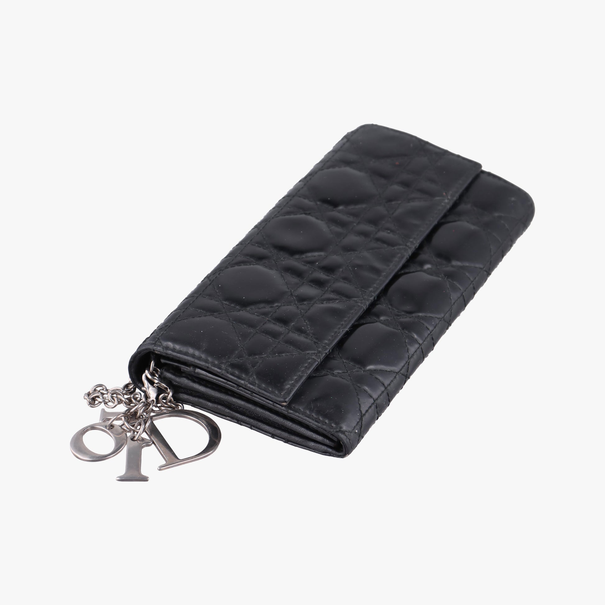 Lady Dior Cannage Black Patent Leather 02-LU-0049レディディオール カナージュ ブラック パテント 02-LU-0049