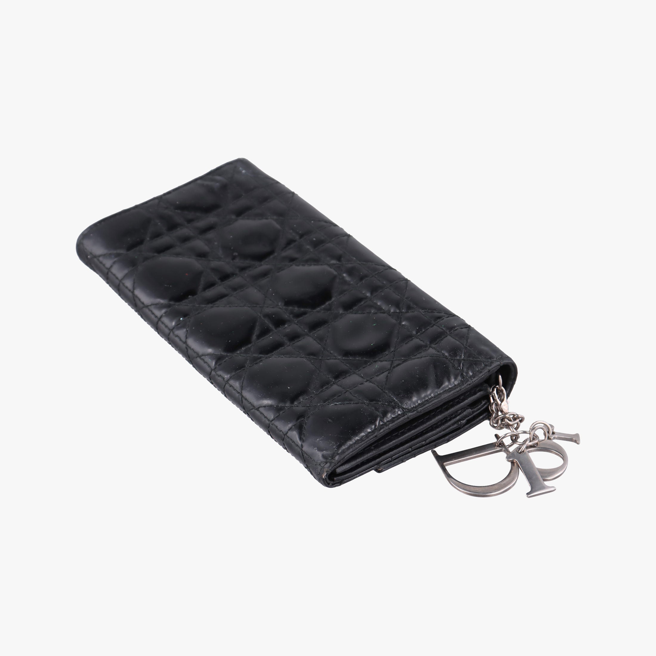 Lady Dior Cannage Black Patent Leather 02-LU-0049レディディオール カナージュ ブラック パテント 02-LU-0049