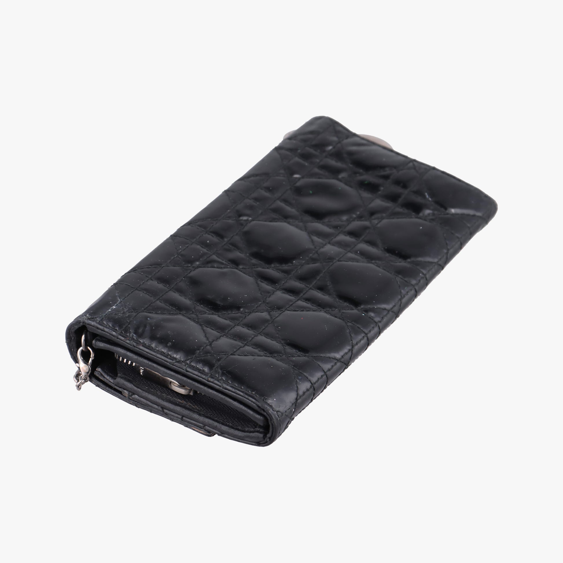 Lady Dior Cannage Black Patent Leather 02-LU-0049レディディオール カナージュ ブラック パテント 02-LU-0049