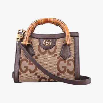 Pre-owned Gucci Diana Jumbo GG Mini Brown Canvas×Leather 655661 shoulderbag | stylenewstar