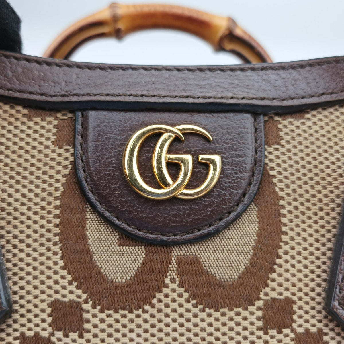 Pre-owned Gucci Diana Jumbo GG Mini Brown Canvas×Leather 655661 shoulderbag | stylenewstar