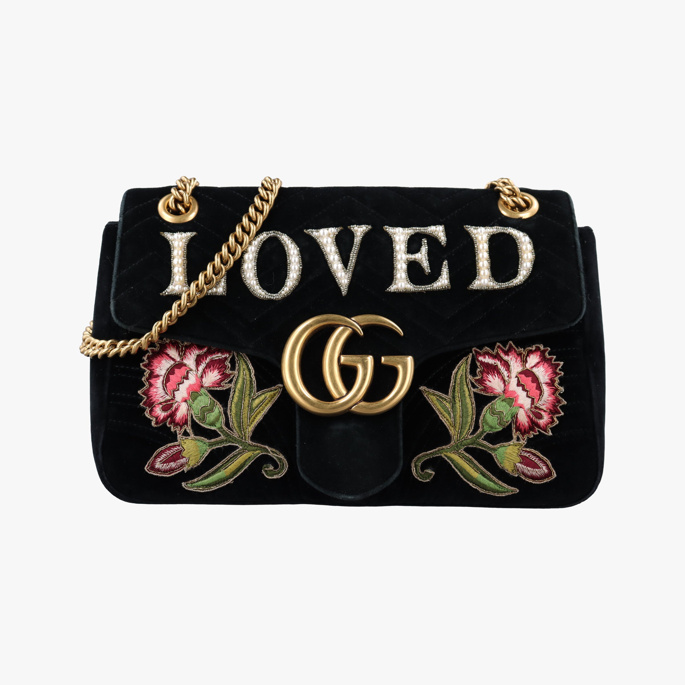 GG Marmont Black×Multicolour velour 443496 B022312338GGマーモント ブラック×マルチカラー ベロア 443496 B022312338