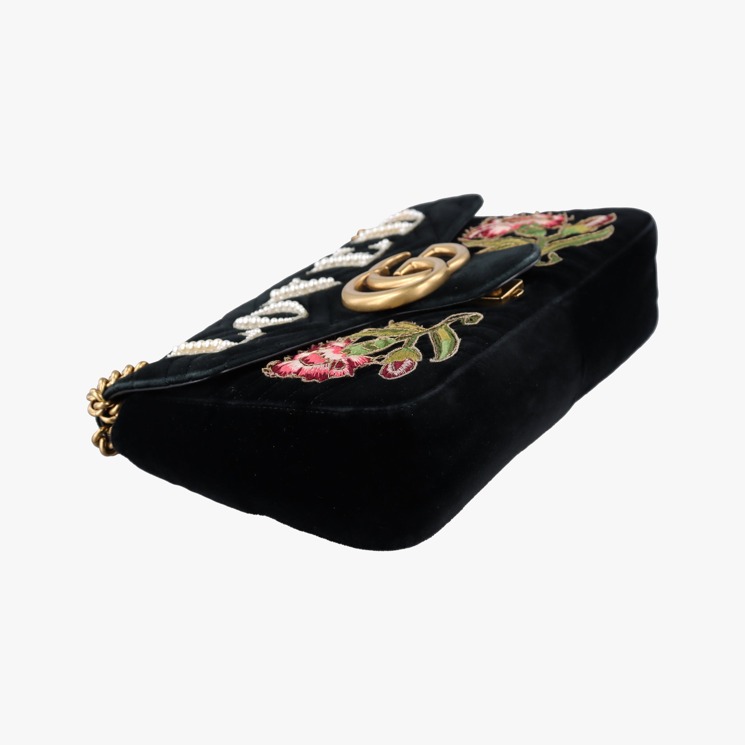 GG Marmont Black×Multicolour velour 443496 B022312338GGマーモント ブラック×マルチカラー ベロア 443496 B022312338
