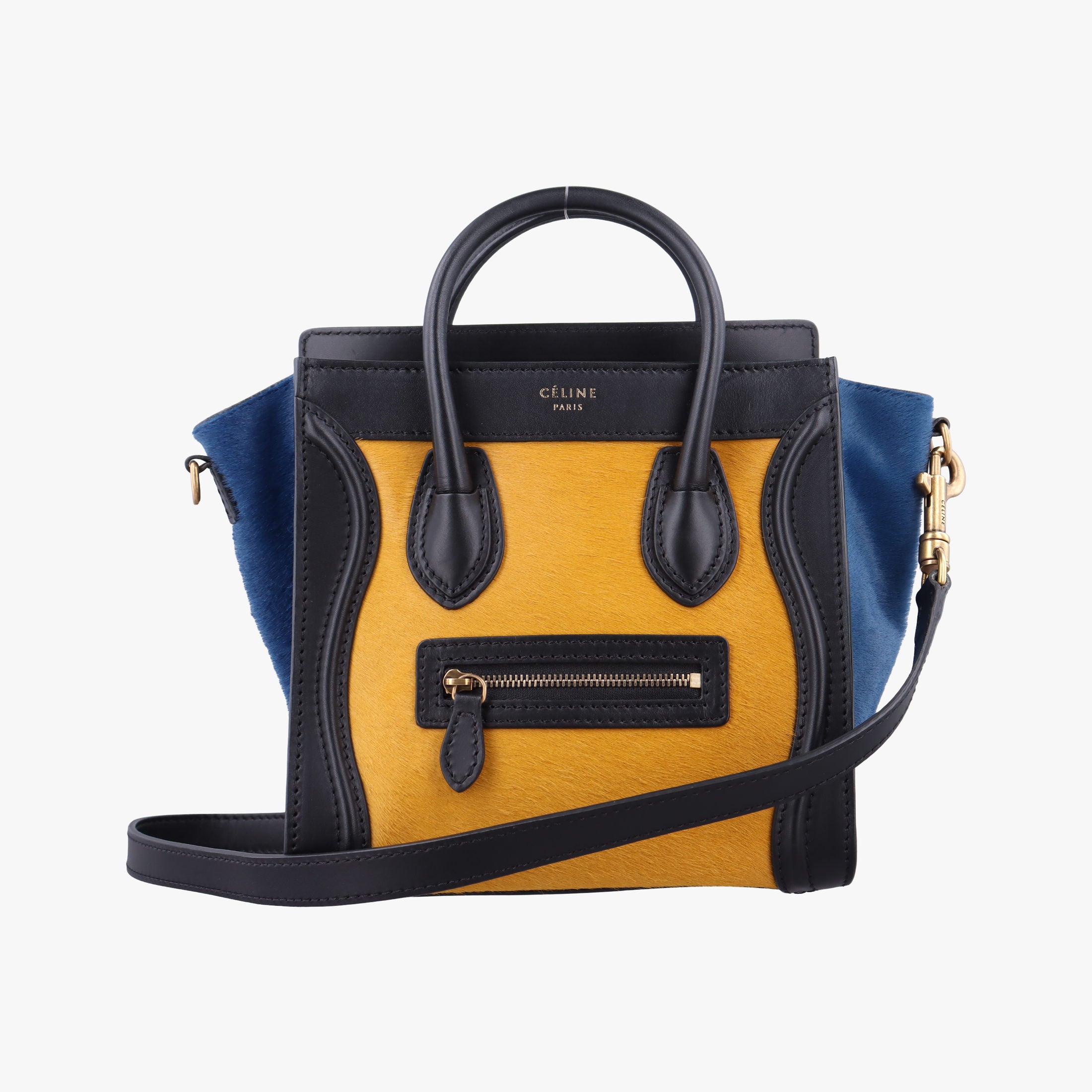 luggage nano shopper Black×Yellow×Blue Leather × Horsehair F-GA-0153ラゲージナノショッパー ブラック×イエロー×ブルー レザー × ホースヘア F-GA-0153