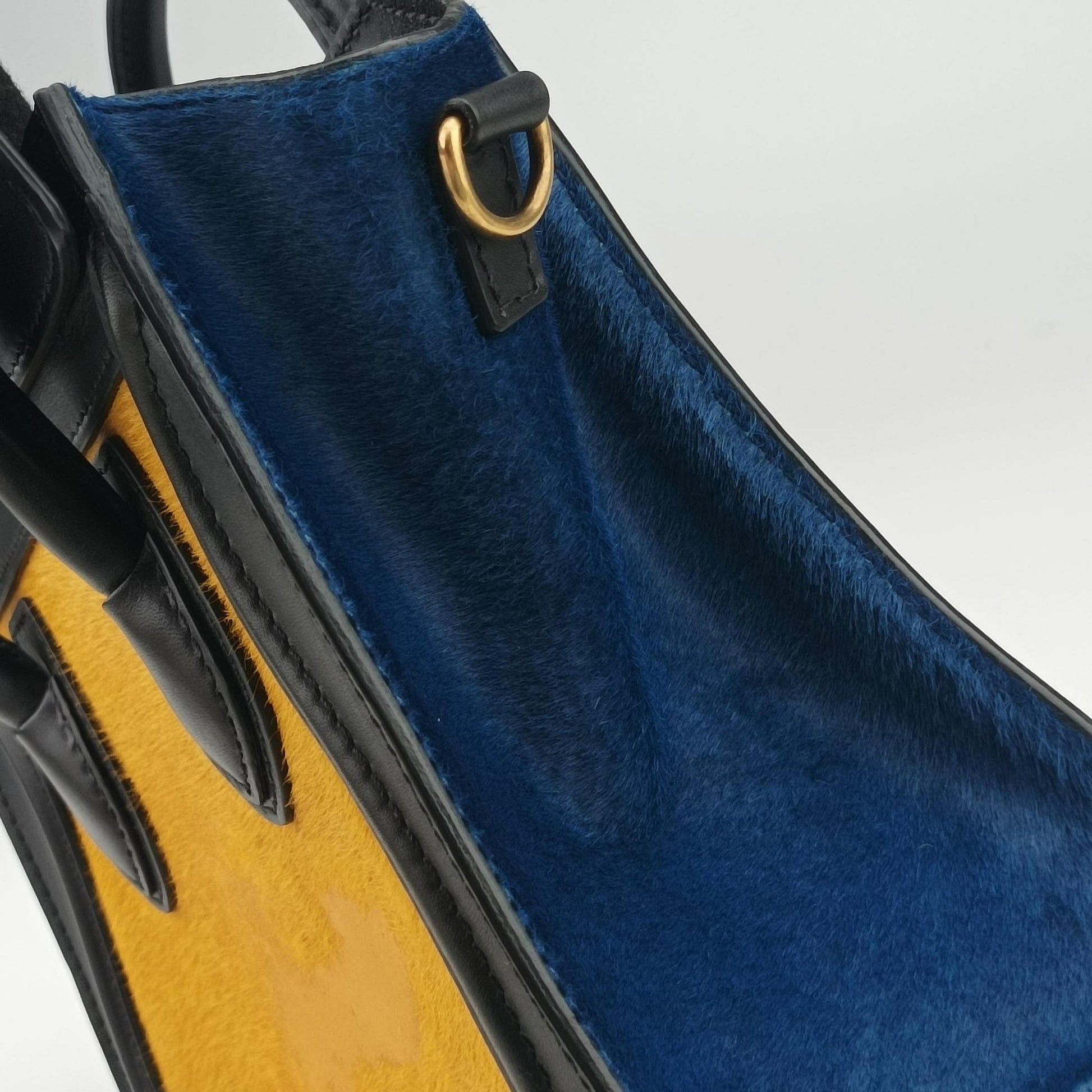 luggage nano shopper Black×Yellow×Blue Leather × Horsehair F-GA-0153ラゲージナノショッパー ブラック×イエロー×ブルー レザー × ホースヘア F-GA-0153