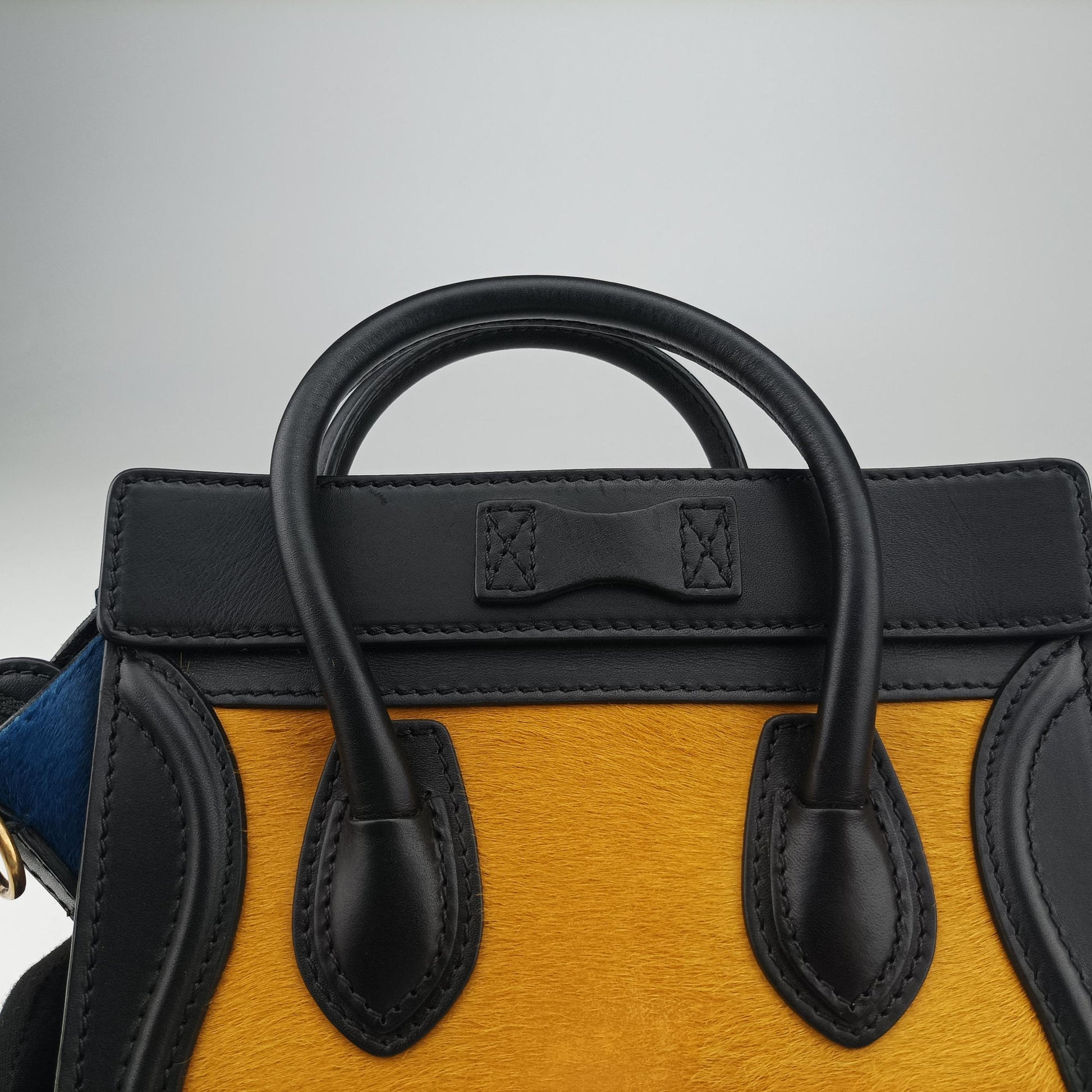 luggage nano shopper Black×Yellow×Blue Leather × Horsehair F-GA-0153ラゲージナノショッパー ブラック×イエロー×ブルー レザー × ホースヘア F-GA-0153