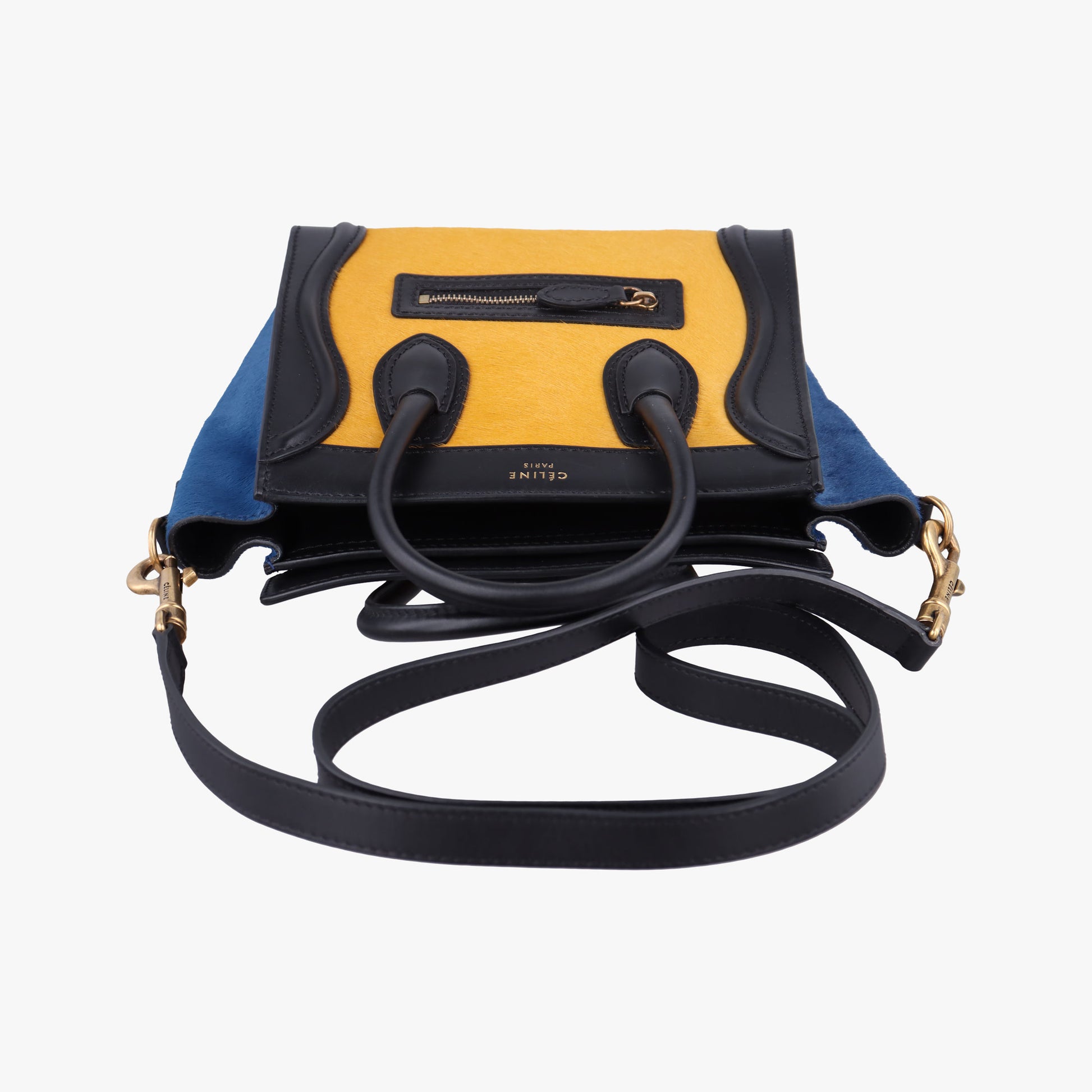 luggage nano shopper Black×Yellow×Blue Leather × Horsehair F-GA-0153ラゲージナノショッパー ブラック×イエロー×ブルー レザー × ホースヘア F-GA-0153