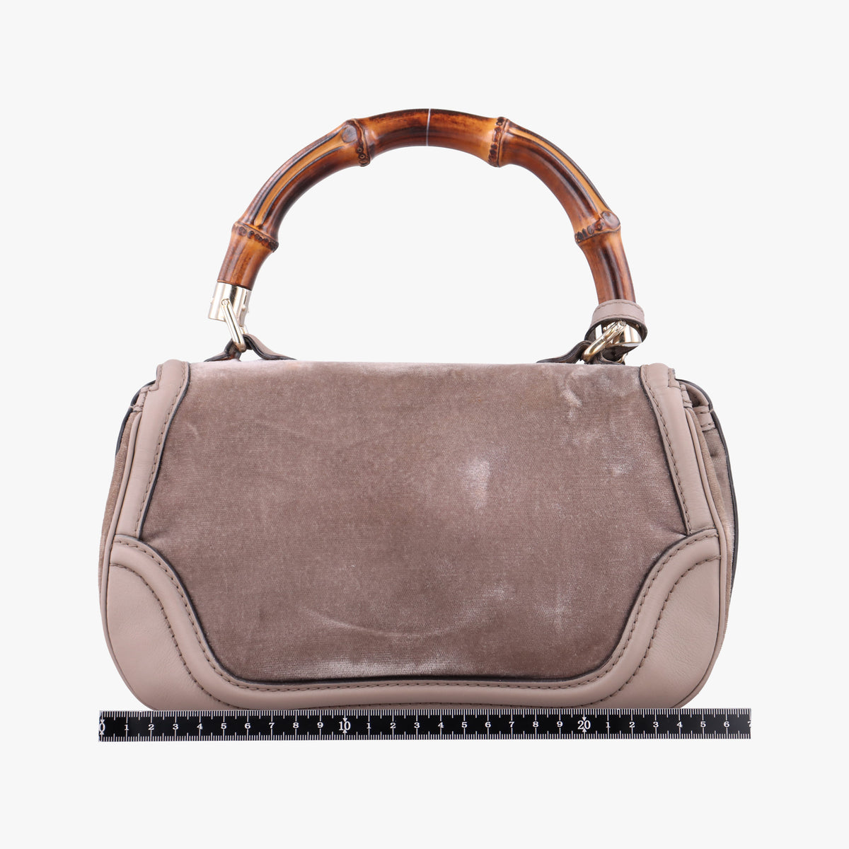 Pre-owned Gucci New Bamboo Grey velour×Leather 254884 shoulderbag | stylenewstar