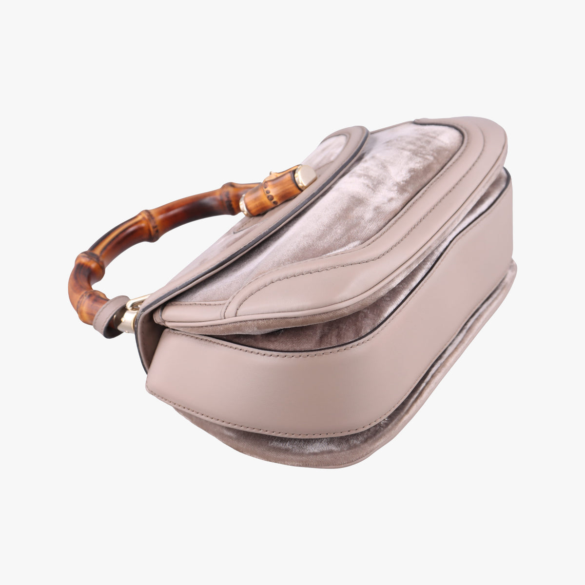 Pre-owned Gucci New Bamboo Grey velour×Leather 254884 shoulderbag | stylenewstar