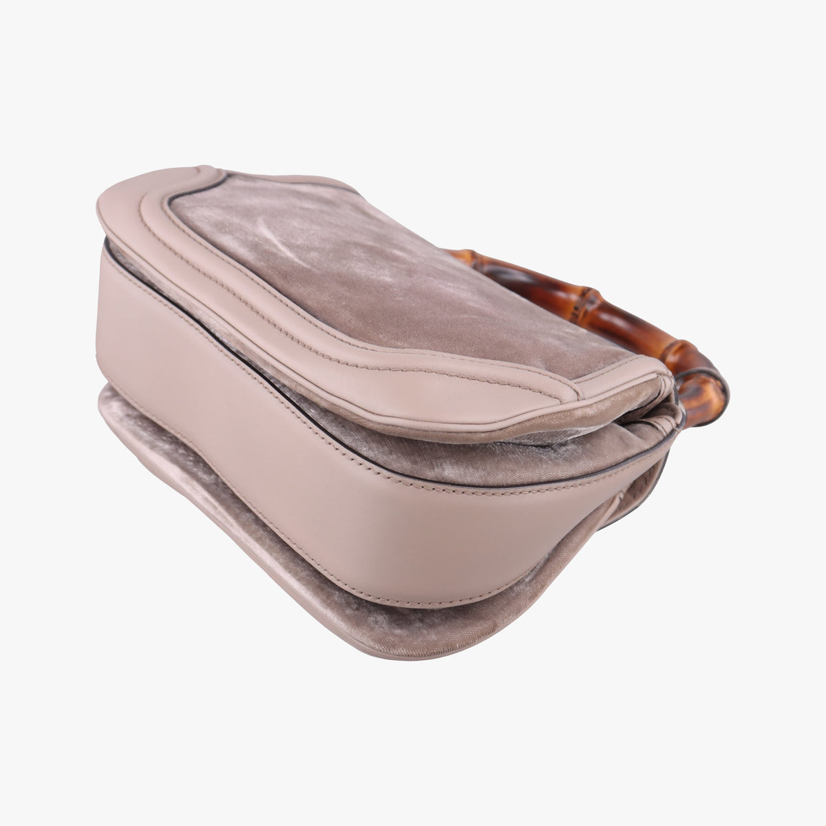 Pre-owned Gucci New Bamboo Grey velour×Leather 254884 shoulderbag | stylenewstar