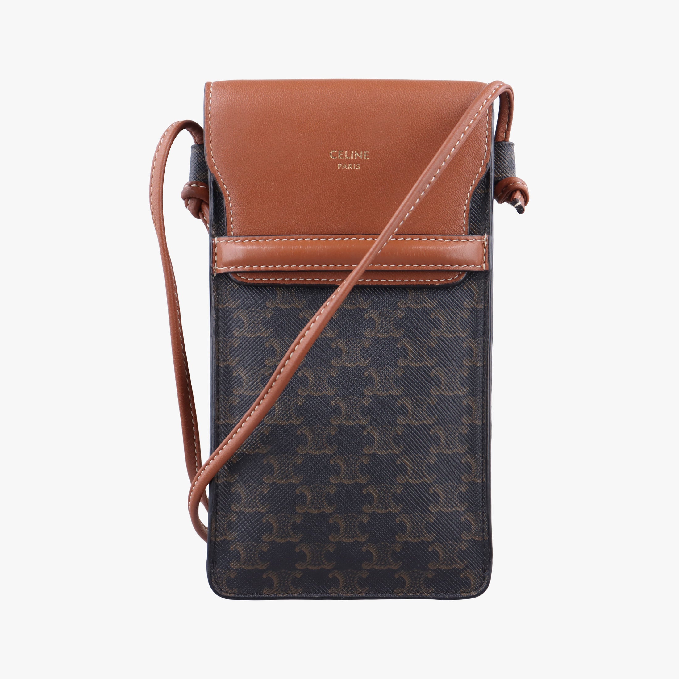 Triomphe Phone Pouch Brown PVC coated canvas×Leather S-AN-4231トリオンフ フォンポーチ ブラウン PVCコーティングキャンバス×レザー S-AN-4231