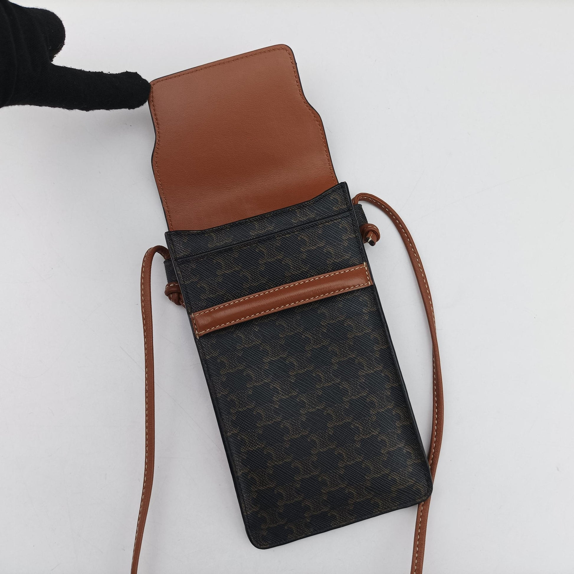 Triomphe Phone Pouch Brown PVC coated canvas×Leather S-AN-4231トリオンフ フォンポーチ ブラウン PVCコーティングキャンバス×レザー S-AN-4231