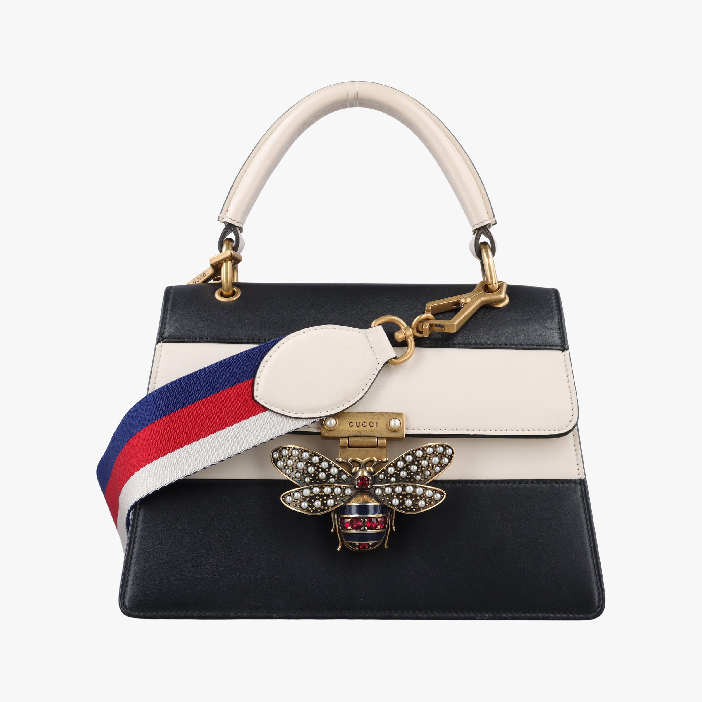 Queen Margaret Black×white Leather 476541 F024096292クイーン マーガレット ブラック×ホワイト レザー 476541 F024096292