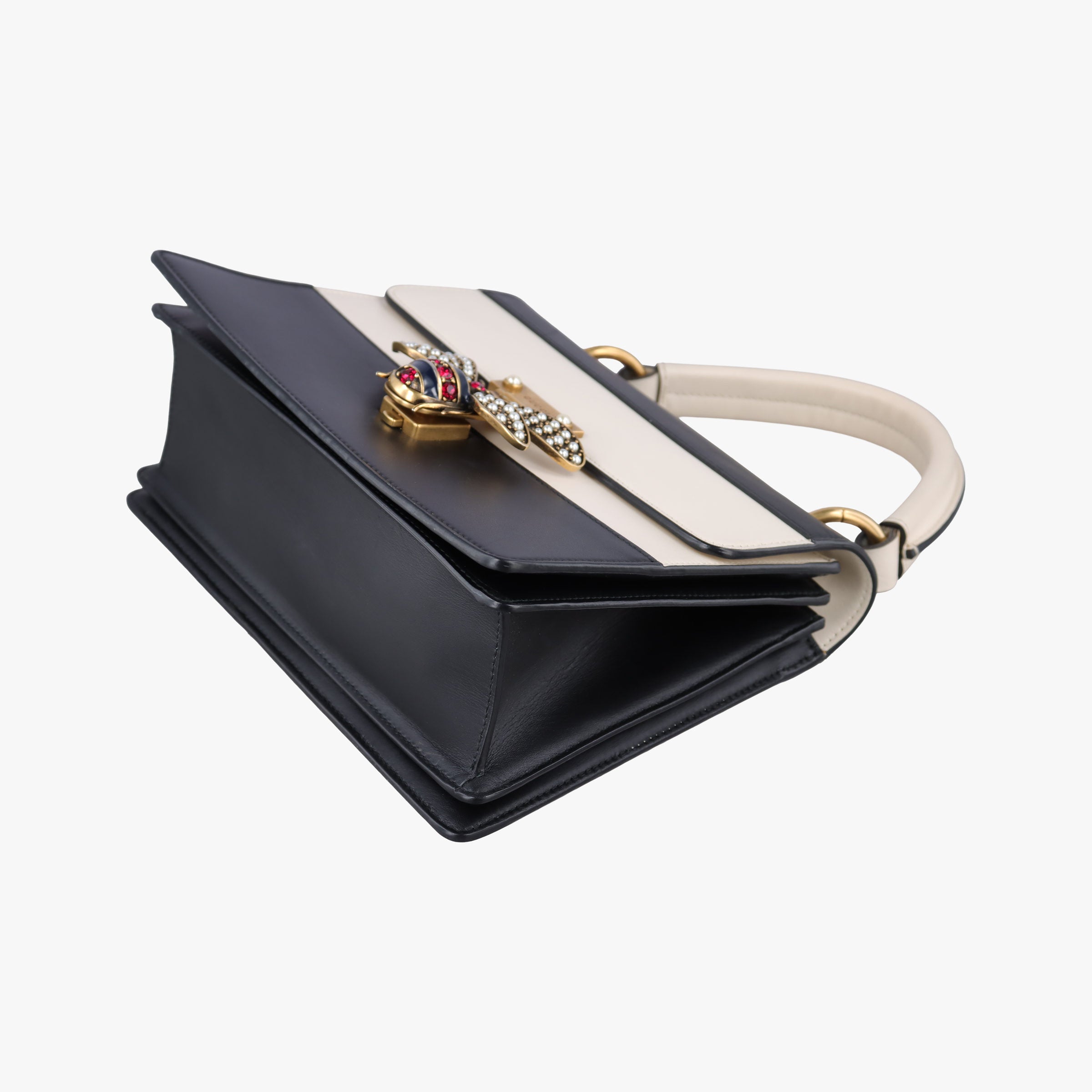 Queen Margaret Black×white Leather 476541 F024096292クイーン マーガレット ブラック×ホワイト レザー 476541 F024096292