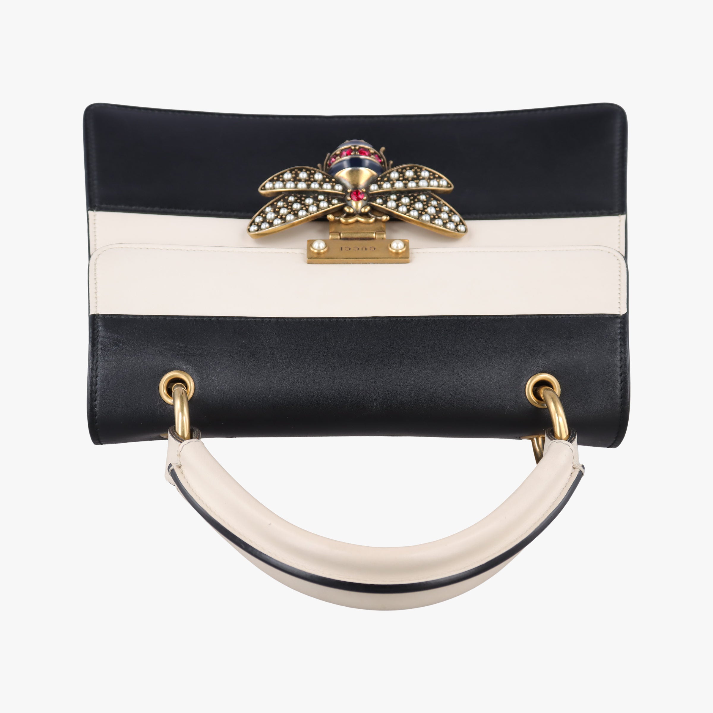 Queen Margaret Black×white Leather 476541 F024096292クイーン マーガレット ブラック×ホワイト レザー 476541 F024096292