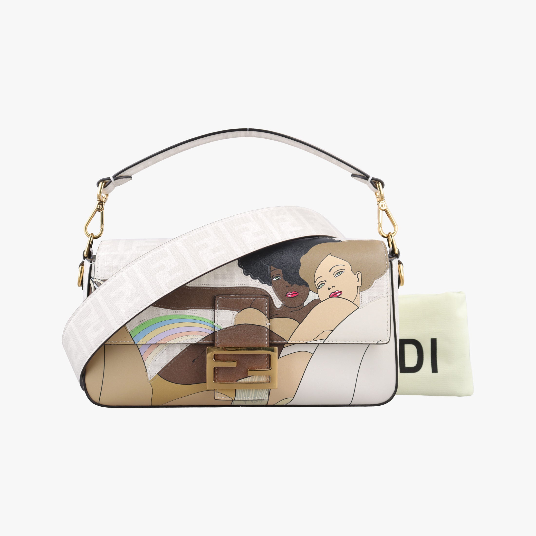 BAGUETTE White × Multicolor Coated Canvas × Leather 8BR600 8BR600-AJH1-228-10429マンマバケット ホワイト × マルチカラー コーティングキャンバス ×  レザー 8BR600 8BR600-AJH1-228-10429