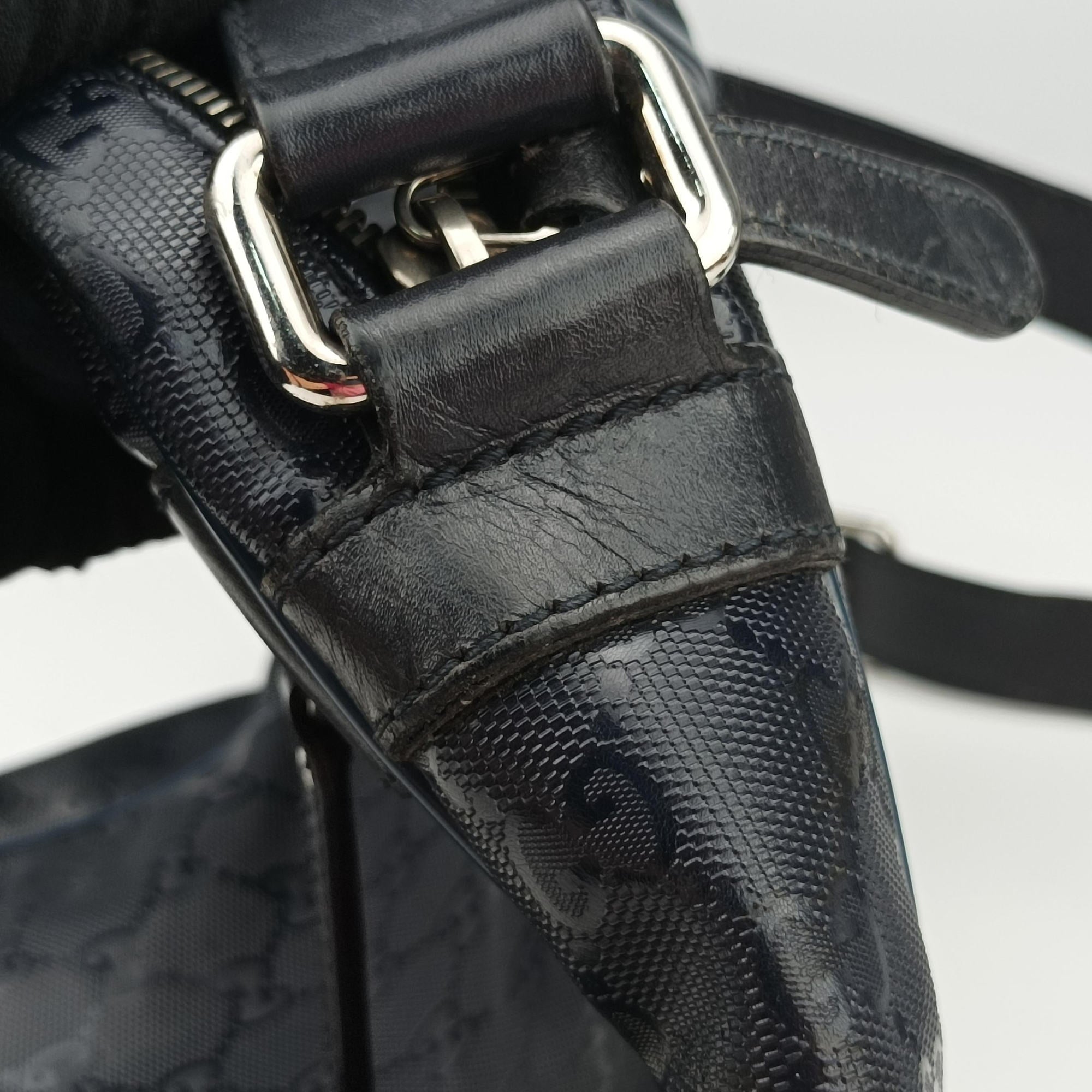 GG Imprime Messenger Navy PVC coated canvas×Leather 201448 C8945368GGインプリメ メッセンジャー ネイビー PVCコーティングキャンバス×レザー 201448 C8945368