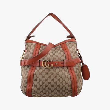 Pre-owned Gucci GG Running Brown Canvas×Leather 247185 shoulderbag | stylenewstar