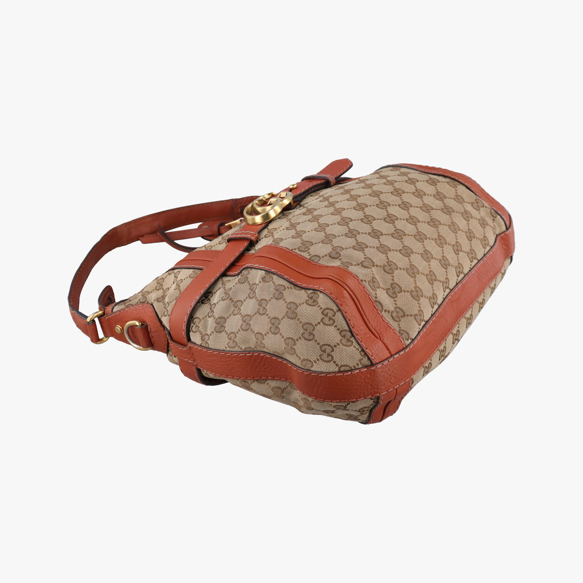 Pre-owned Gucci GG Running Brown Canvas×Leather 247185 shoulderbag | stylenewstar