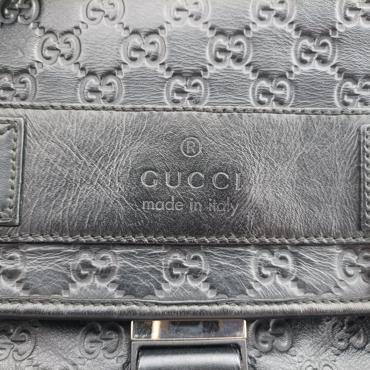 Guccissima Rubber Messenger Black Leather 246067 D011630899グッチシマ メッセンジャー ブラック レザー 246067 D011630899