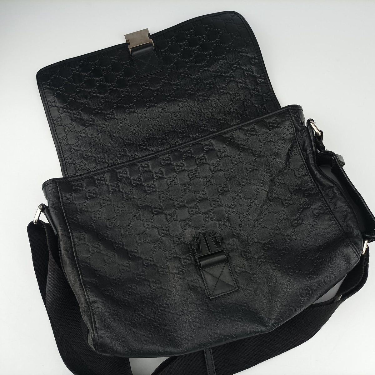 Guccissima Rubber Messenger Black Leather 246067 D011630899グッチシマ メッセンジャー ブラック レザー 246067 D011630899