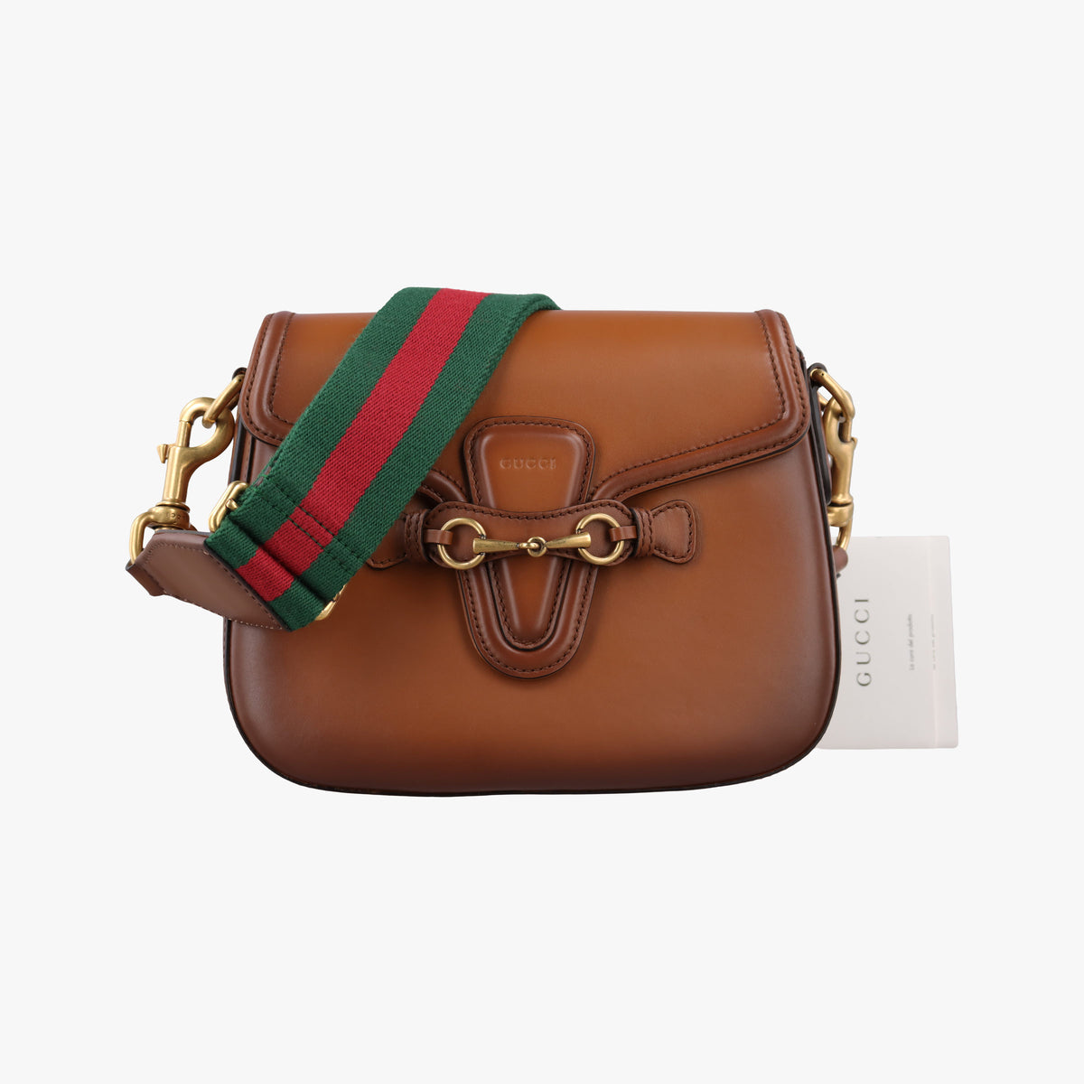 Secondhand Gucci Lady Web Horsebit Brown leather 380573 shoulderbag | stylenewstar