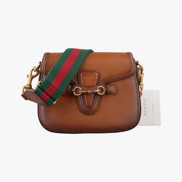 Secondhand Gucci Lady Web Horsebit Brown leather 380573 shoulderbag | stylenewstar