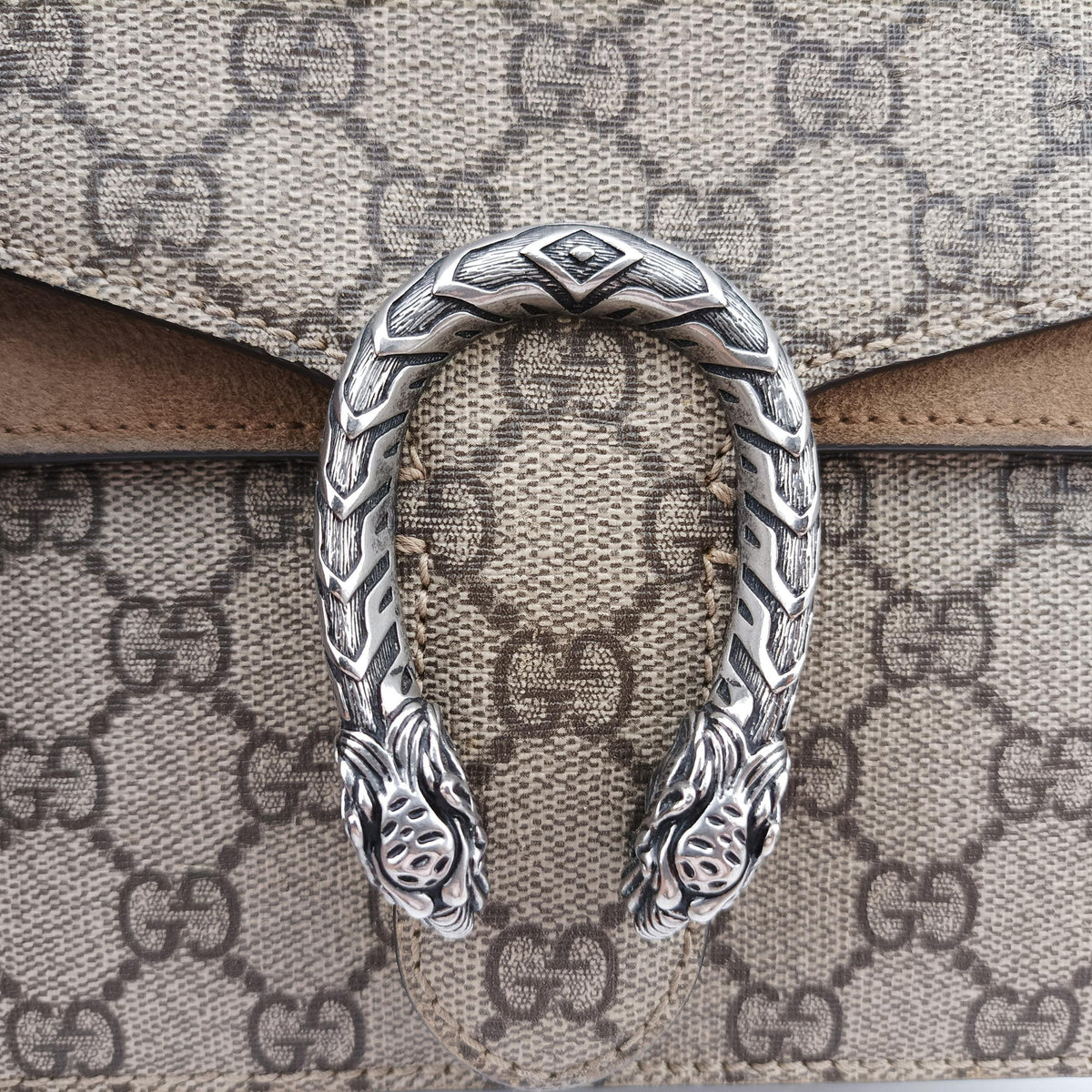 Pre-owned Gucci Dionysus Beige×Brown PVC coated canvas × suede 421970 shoulderbag | stylenewstar