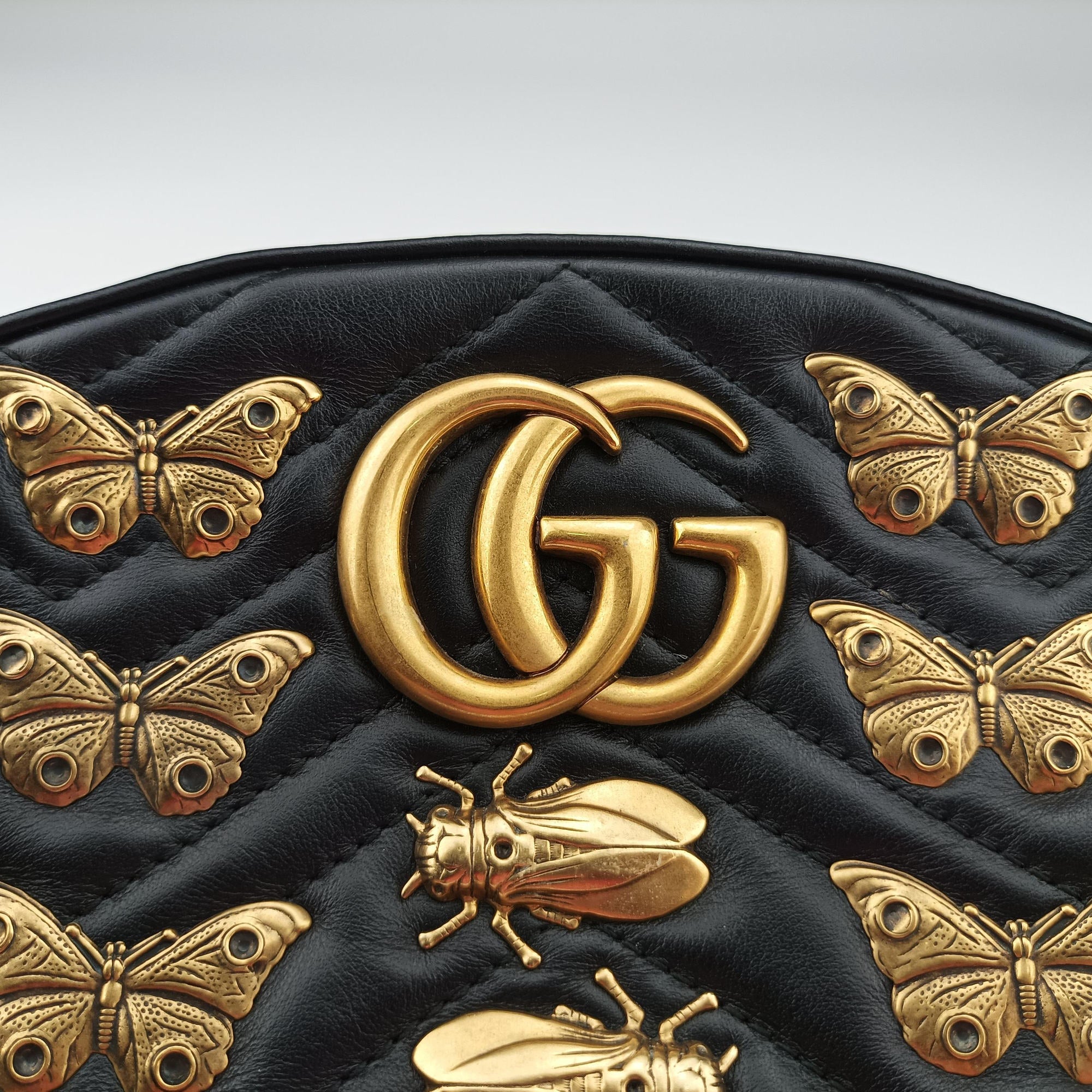 GG Marmont Animalier Black Leather 491294 B022840027GG マーモント アニマリエ ブラック レザー 491294 B022840027