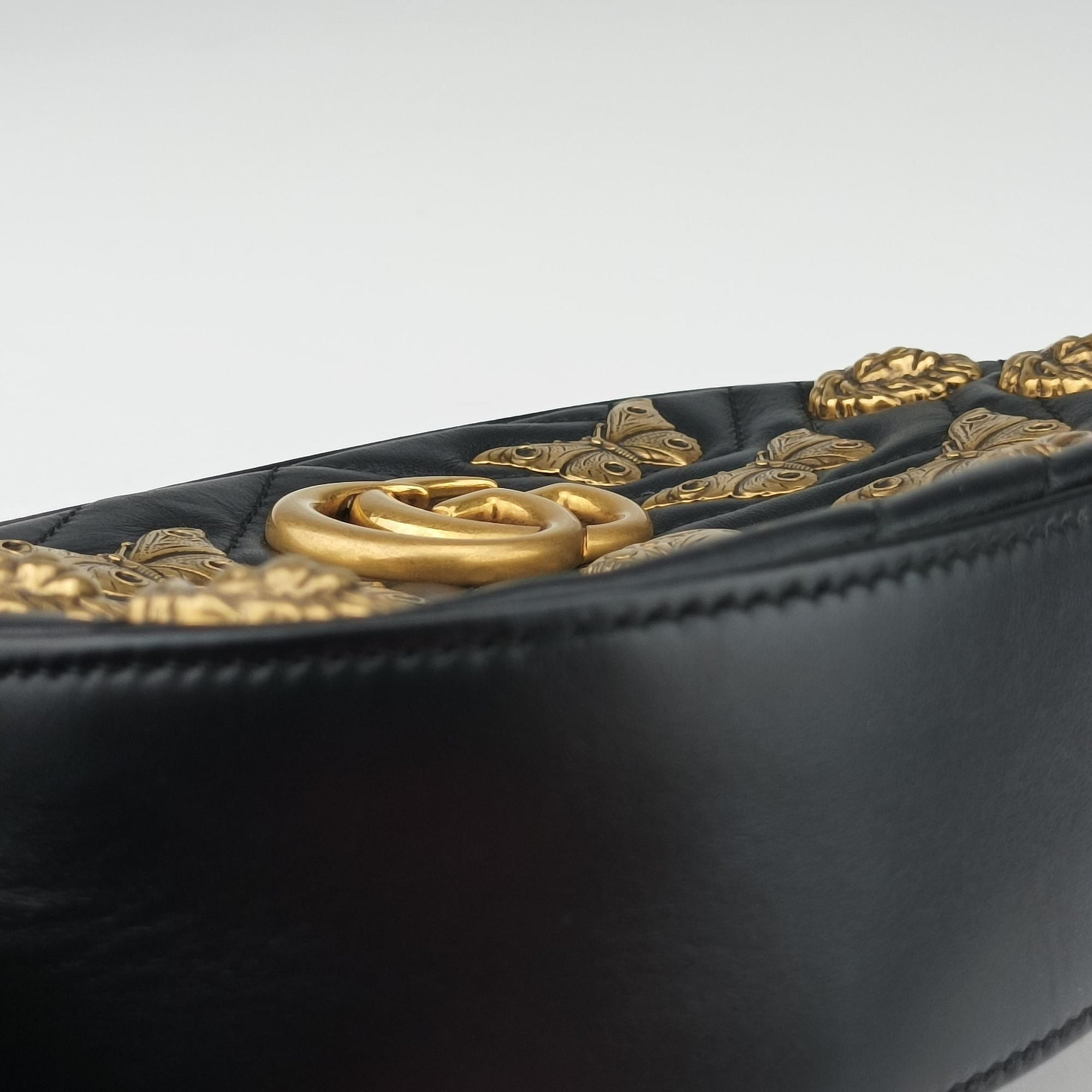 GG Marmont Animalier Black Leather 491294 B022840027GG マーモント アニマリエ ブラック レザー 491294 B022840027