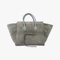 Pre-owned Celine Luggage Small Square Phantom GreenGrey Suede  handbag | stylenewstar