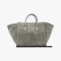 Pre-owned Celine Luggage Small Square Phantom GreenGrey Suede  handbag | stylenewstar