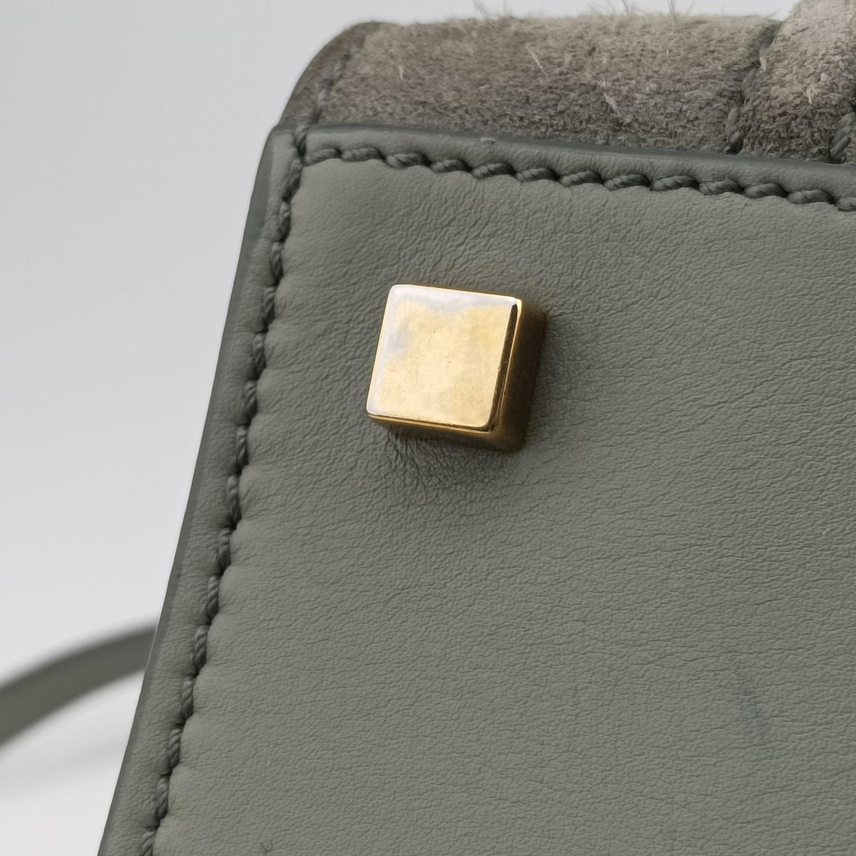 Pre-owned Celine Luggage Small Square Phantom GreenGrey Suede  handbag | stylenewstar
