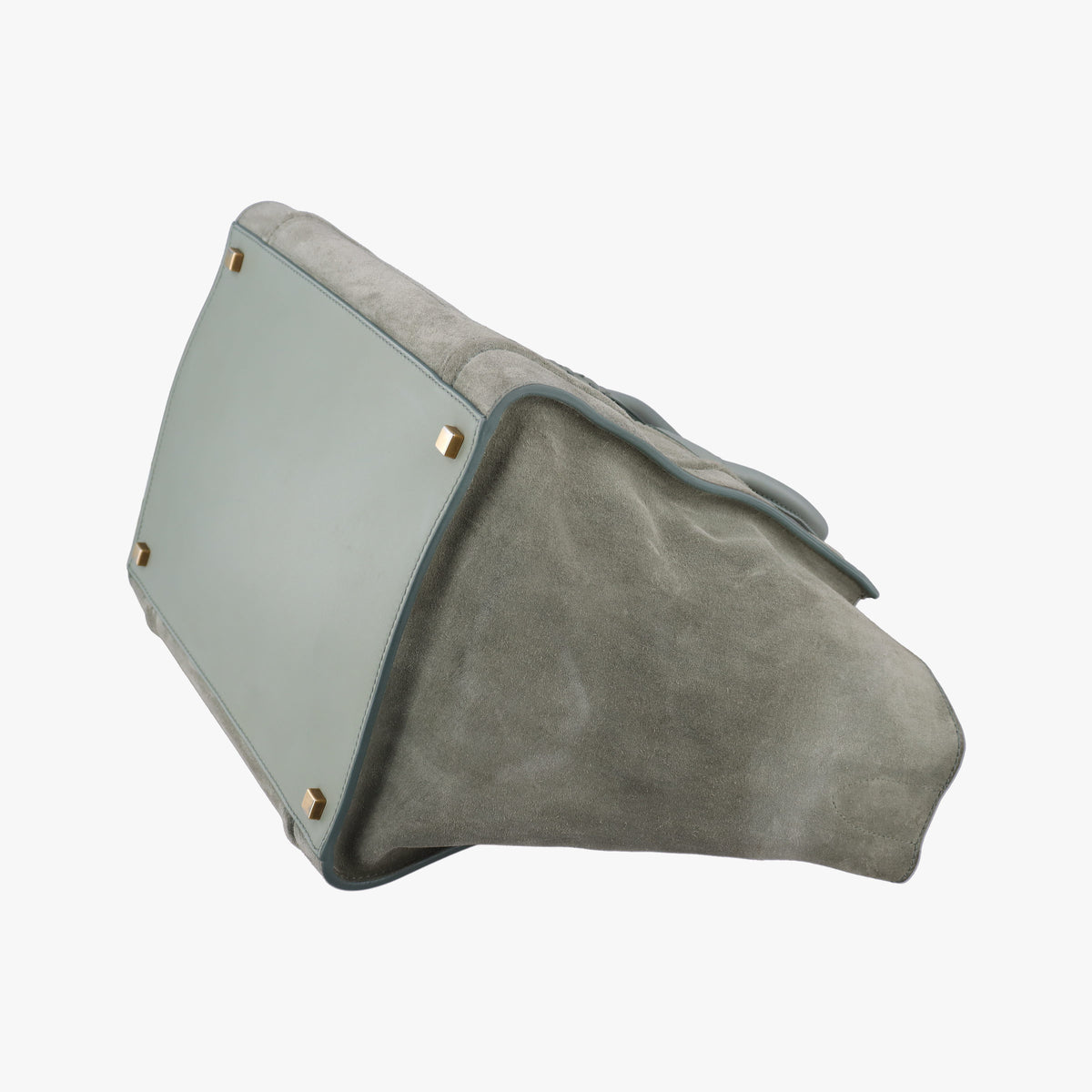 Pre-owned Celine Luggage Small Square Phantom GreenGrey Suede  handbag | stylenewstar