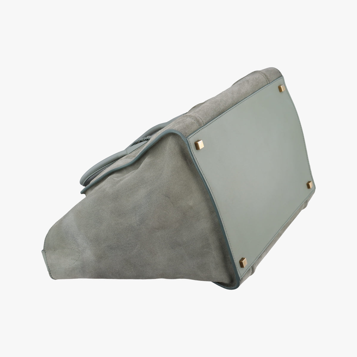 Pre-owned Celine Luggage Small Square Phantom GreenGrey Suede  handbag | stylenewstar