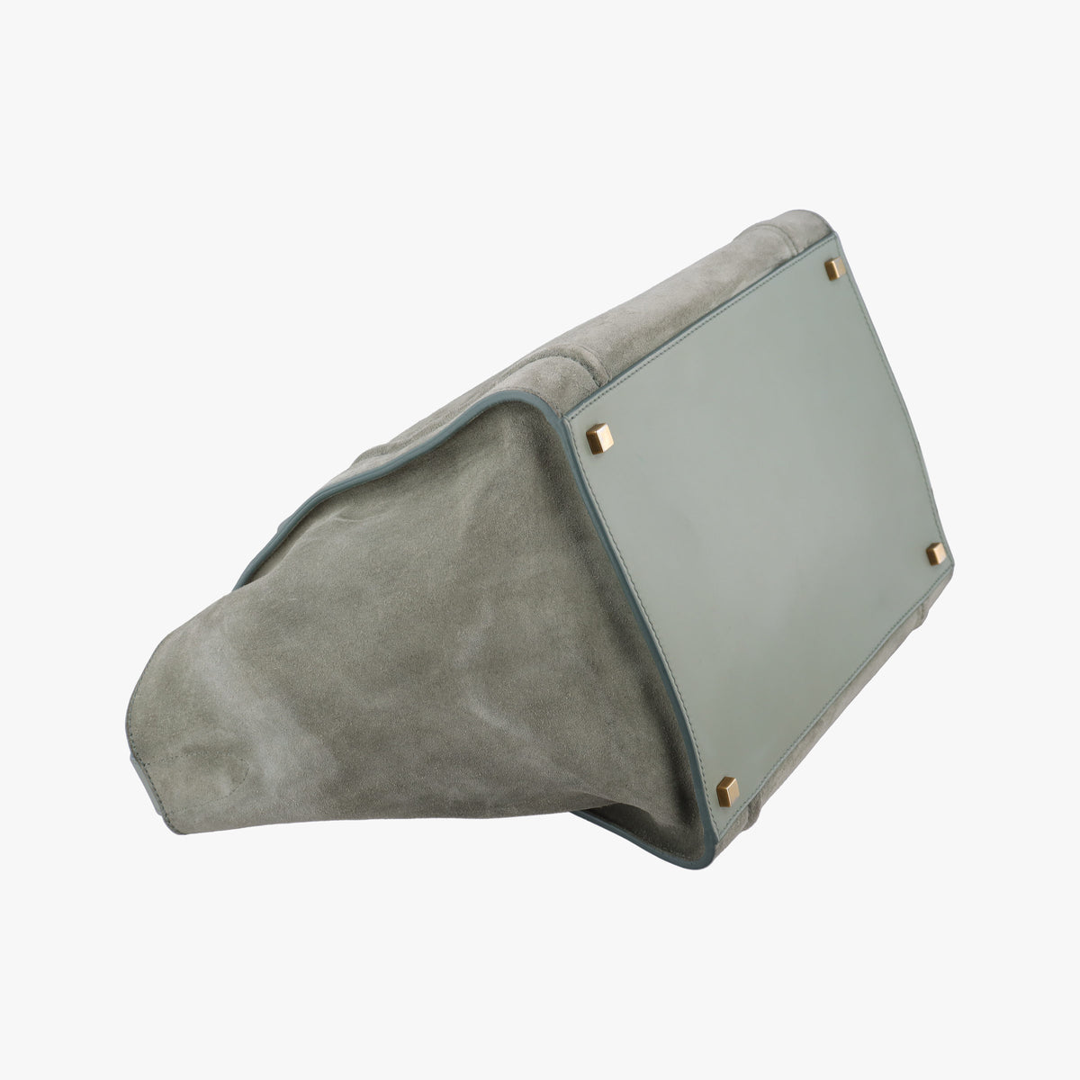 Pre-owned Celine Luggage Small Square Phantom GreenGrey Suede  handbag | stylenewstar
