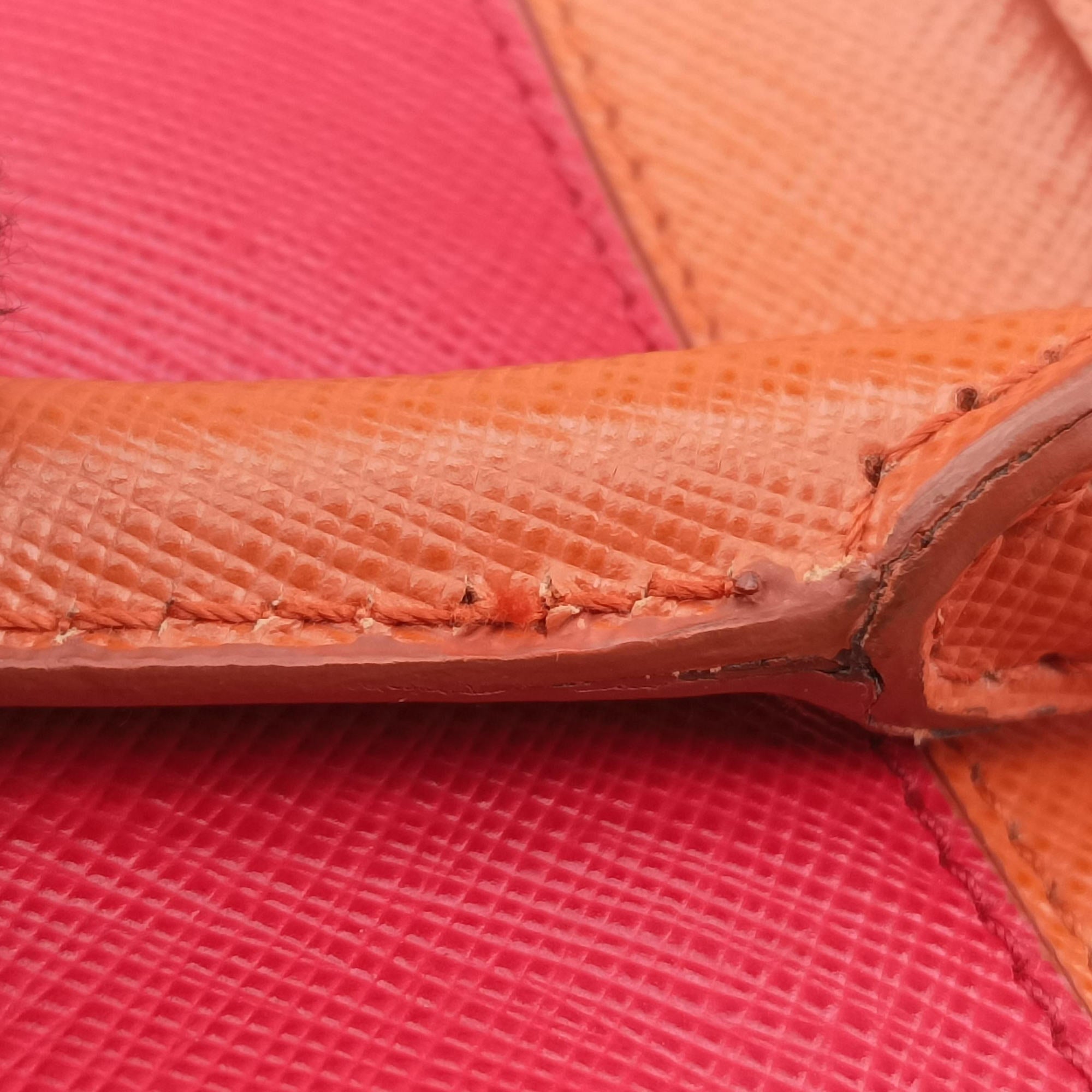 Galleria Orange×red SAFFIANO Leather BN1844 14 Xガレリア オレンジ×レッド サフィアーノレザー BN1844 14 X